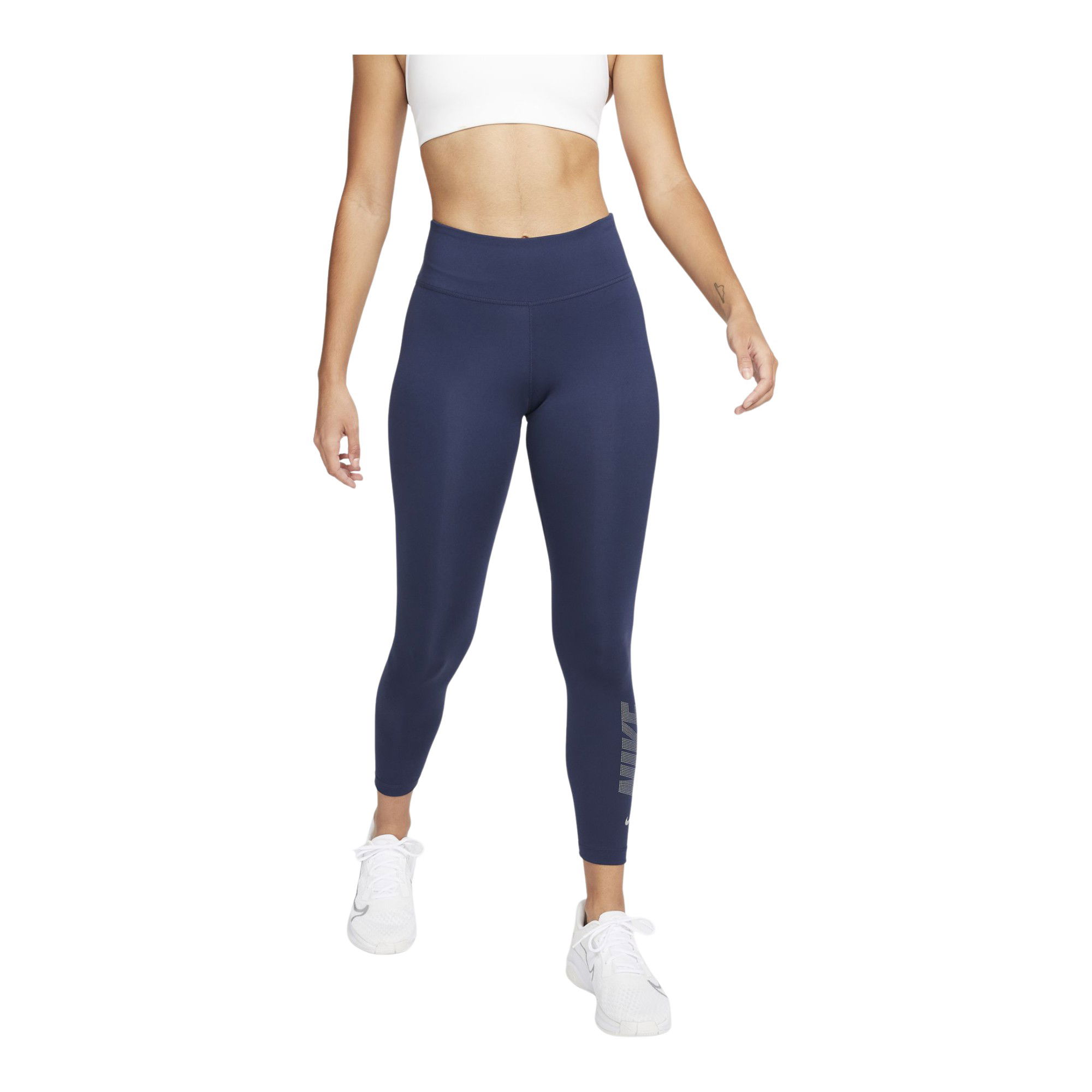 Nike Dri-Fit One Mid-Rise Metalic Graphic 7/8 Training Kadın Tayt