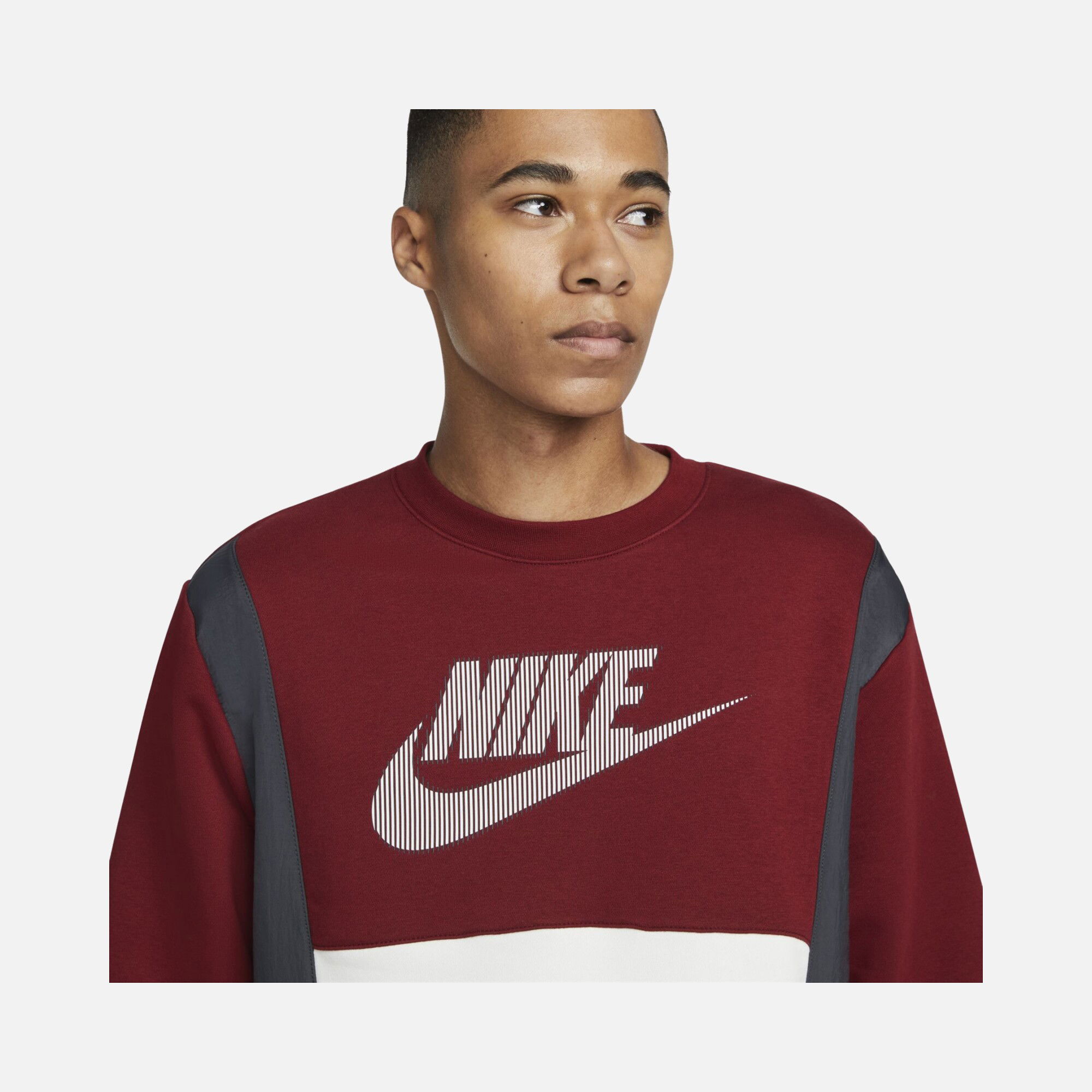 Nike Sportswear Hybrid Fleece Colorblock Erkek Sweatshirt