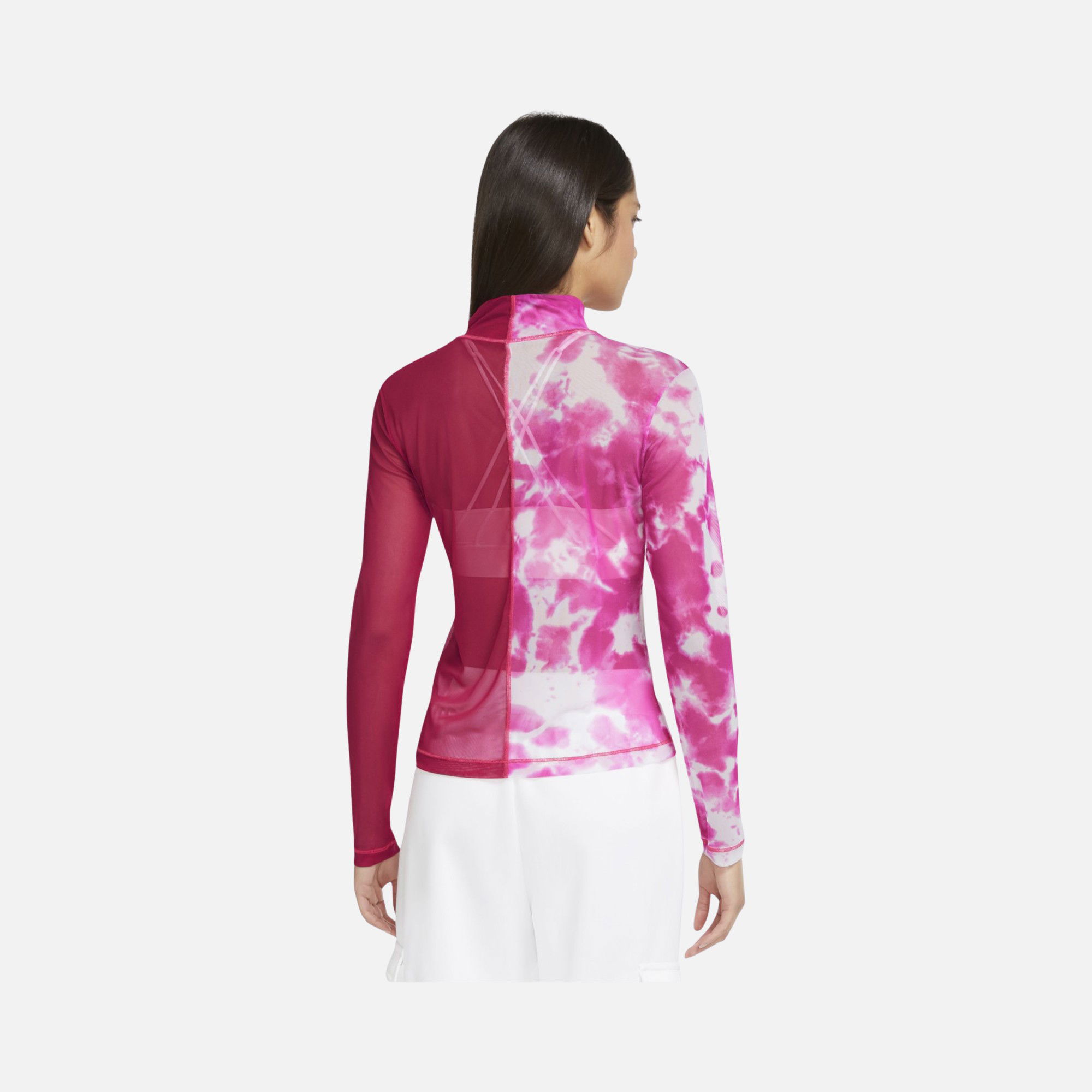 Nike Sportswear Patchwork Tie Dye Printed Long-Sleeve Kadın Tişört