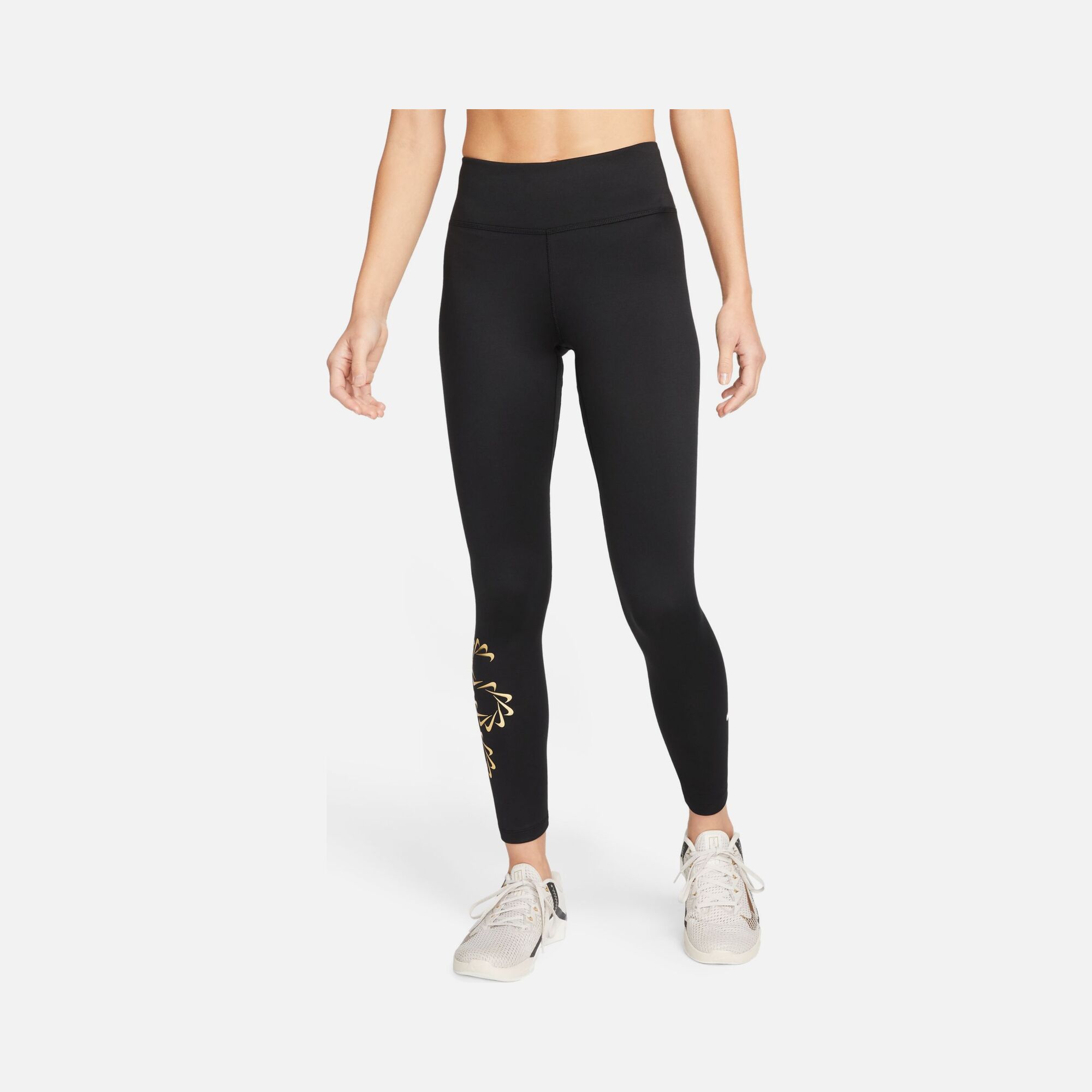 Nike Pro Dri-Fit Sparkle Swoosh Graphics Mid-Rise Training Kadın Tayt