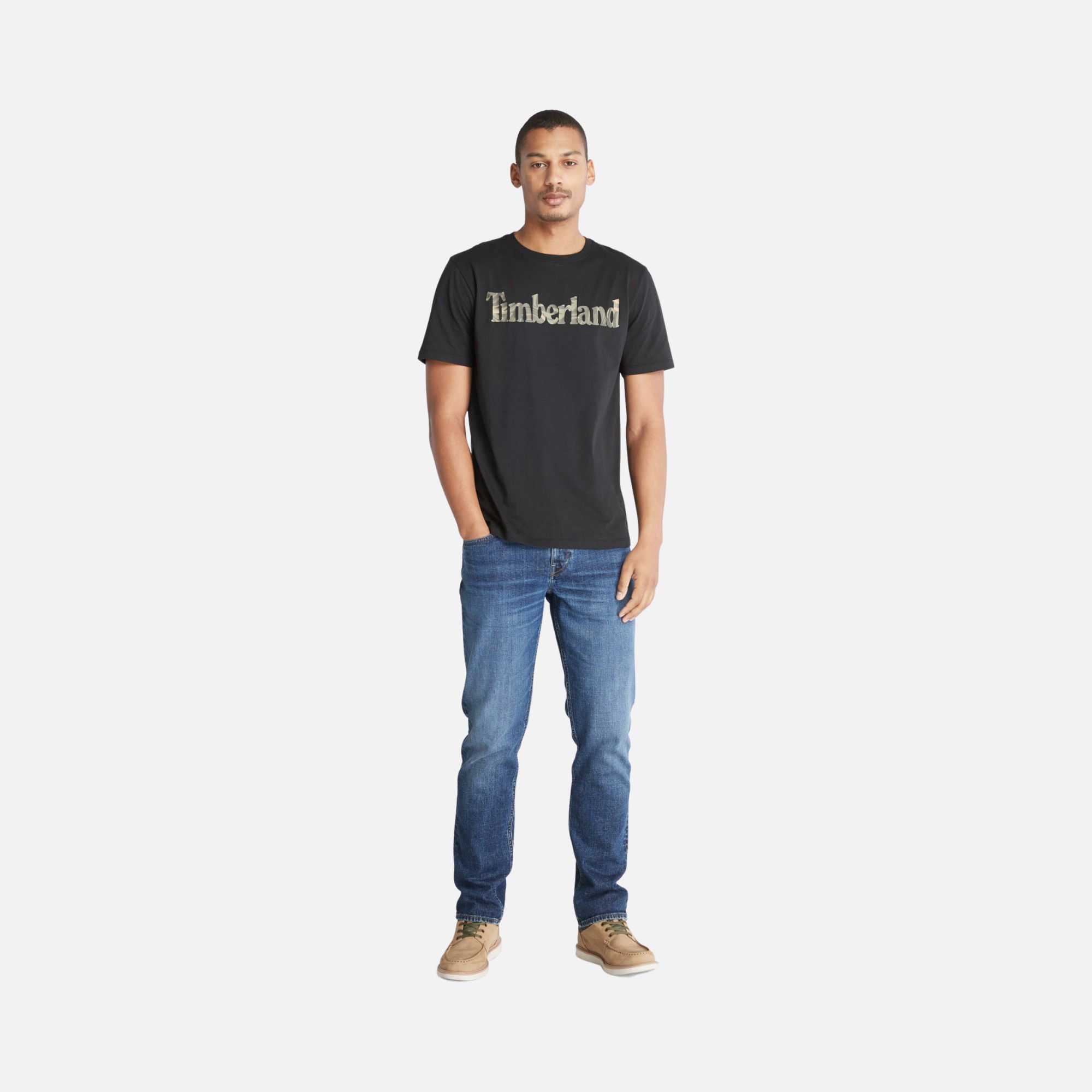 Timberland Sportswear Linear Camouflage Logo Graphic Short-Sleeve Erkek Tişört