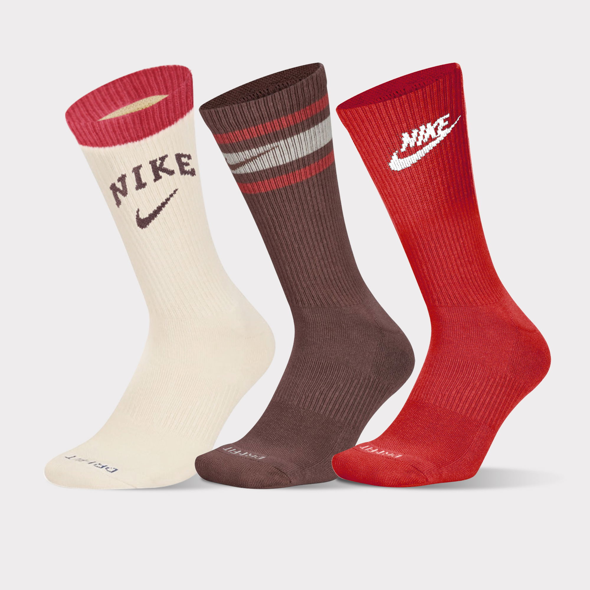 Nike Dri-Fit Everyday Plus Cushioned Crew Retro Style Atlethic Training (3 Pairs) Unisex Çorap