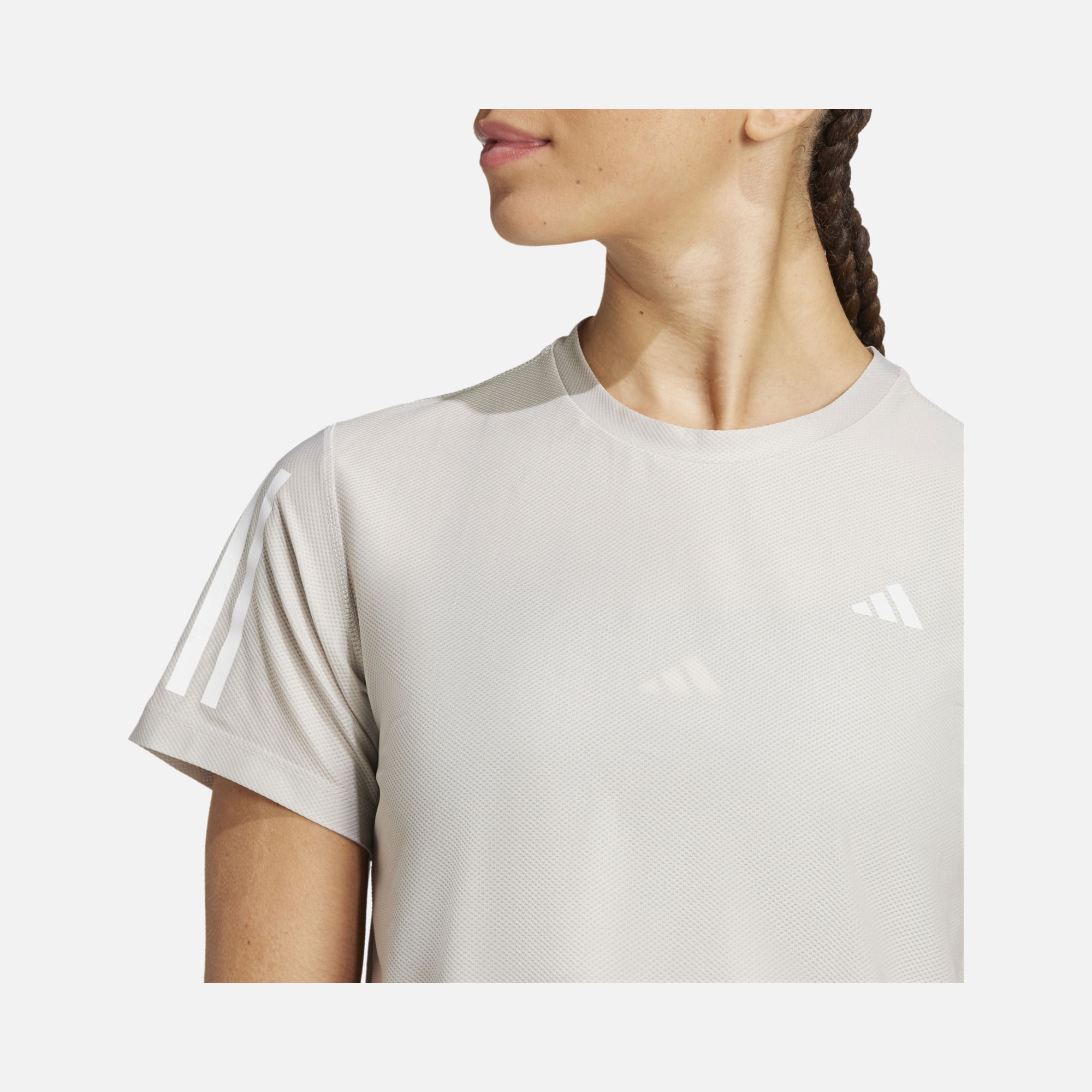 adidas AEROREADY Run Own The 3-Stripes Crew Neck Running Short-Sleeve Kadın Tişört