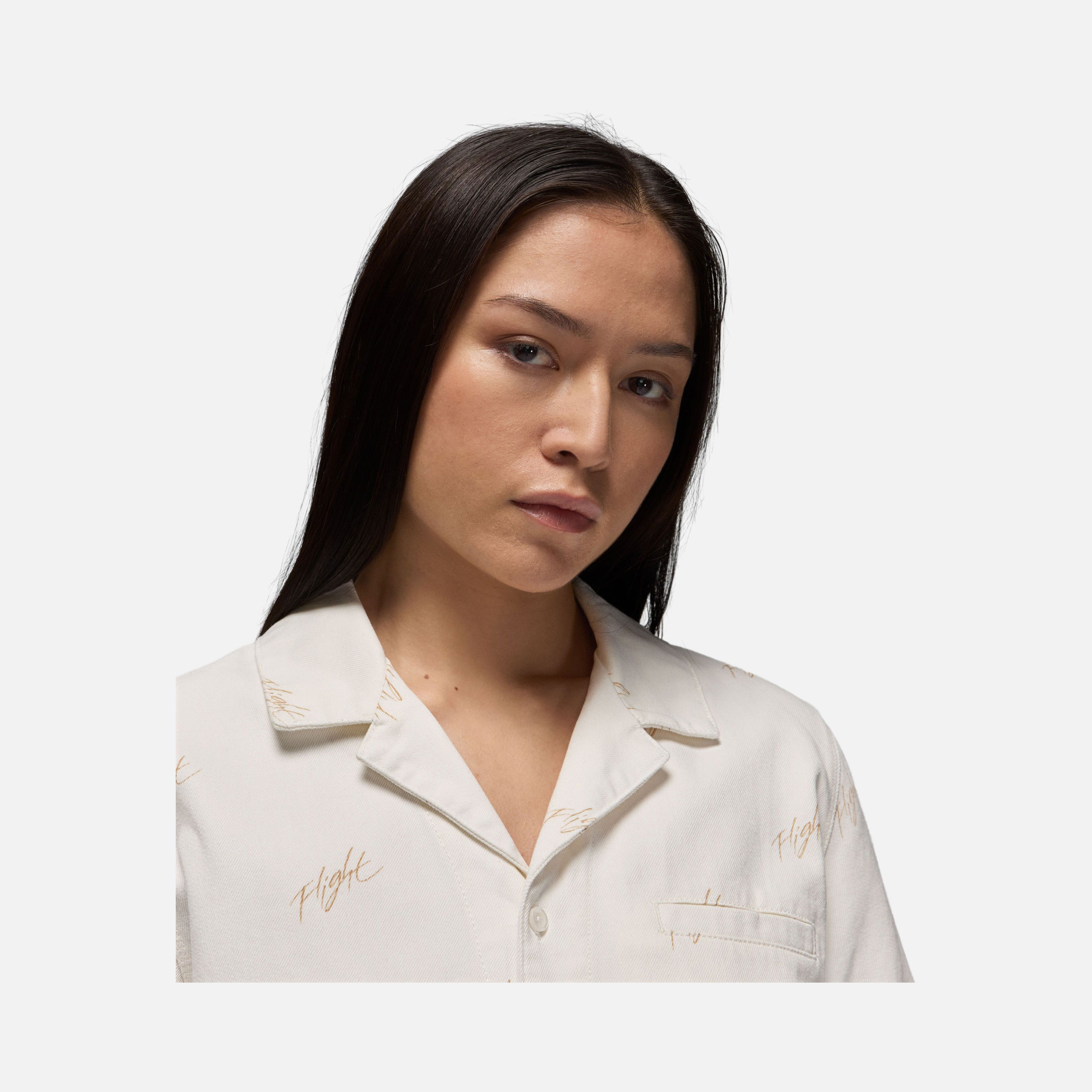 Nike Jordan Flight Graphics Woven Full-Buttoned Short-Sleeve Kadın Gömlek