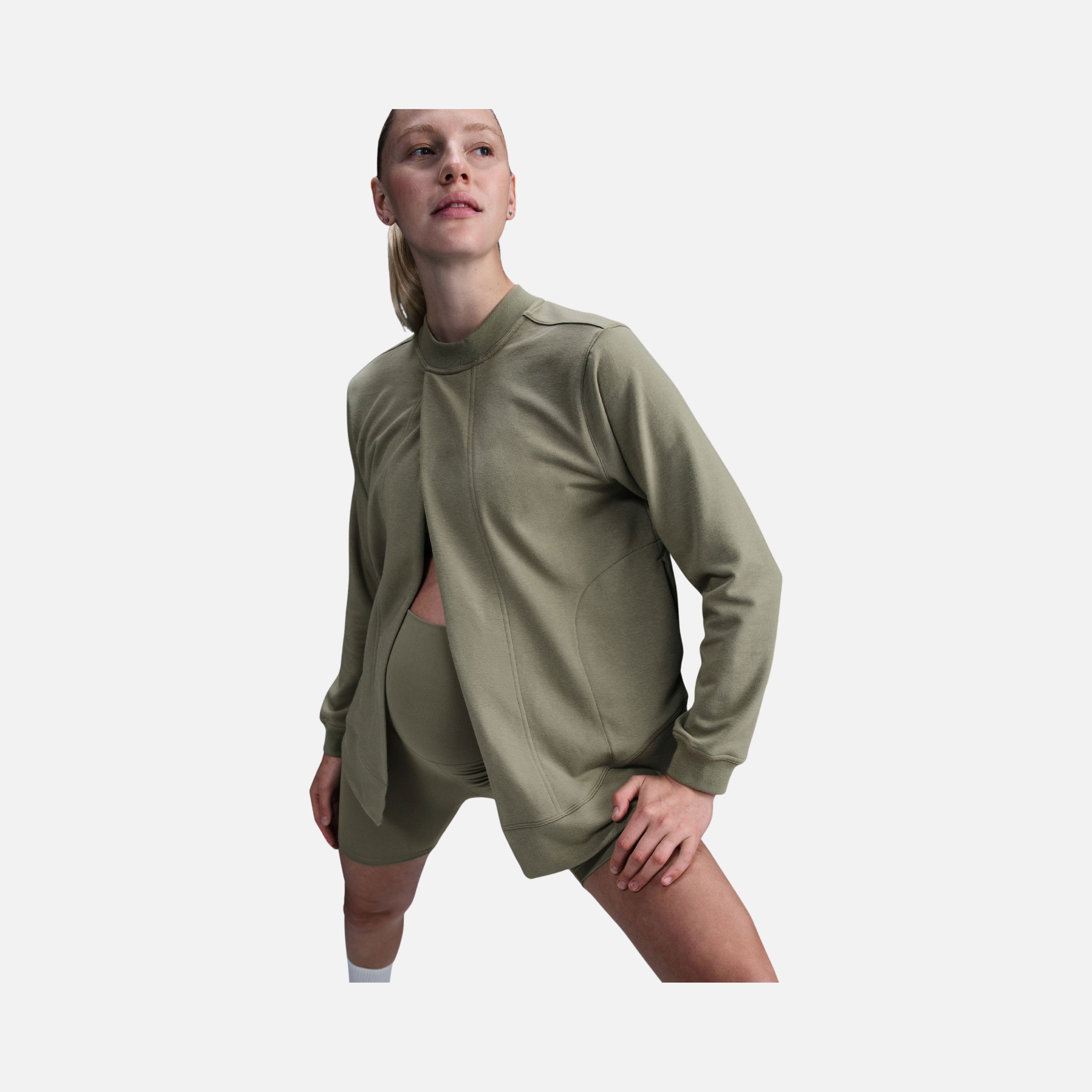 Nike One Reversible French Terry Pullover Full Length Slit Long-Sleeve Training (Maternity) Kadın Tişört