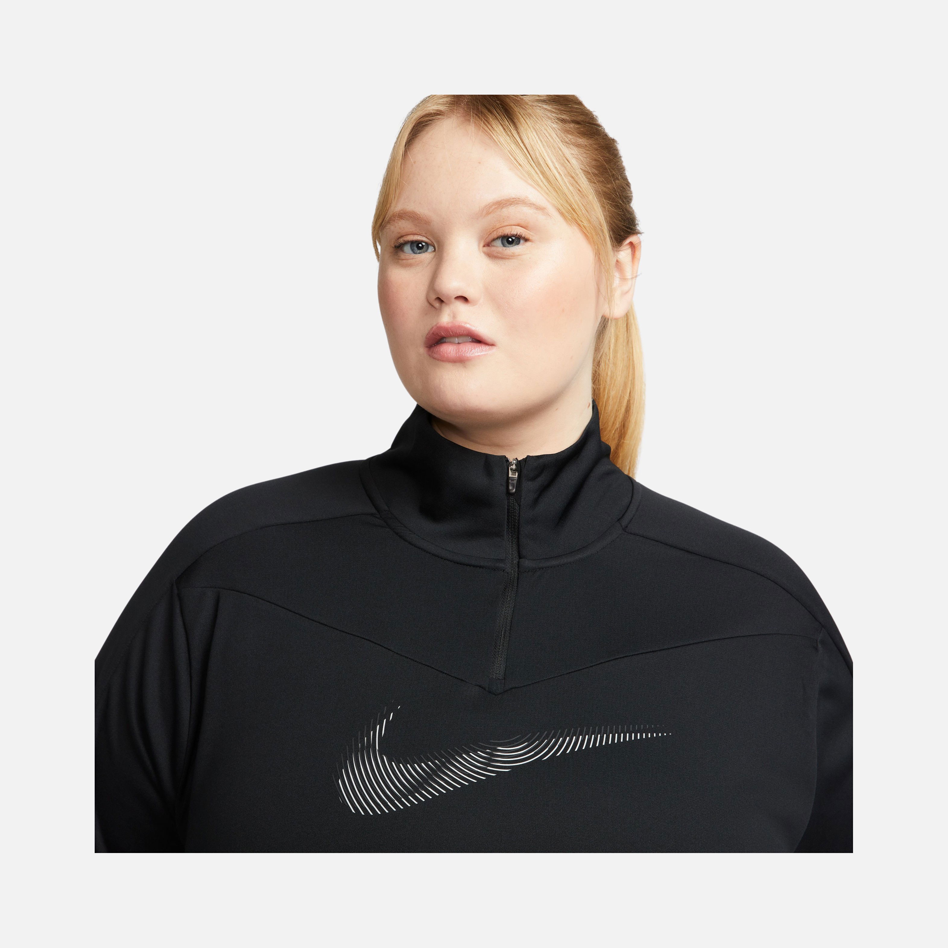 Nike Dri-Fit Swoosh HBR 1/4-Zip Pacer Running Long-Sleeve (Plus Size) Kadın Tişört