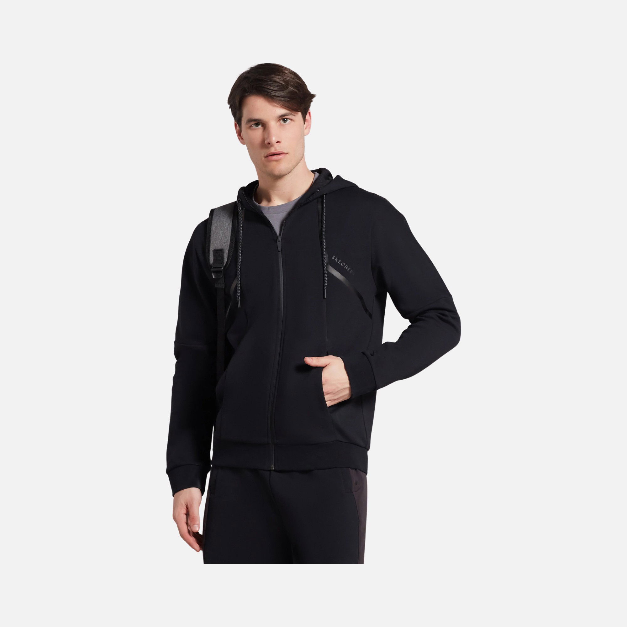 Skechers Sportswear 2 Xi Lock PU Printed Full-Zip Hoodie Sweatshirt