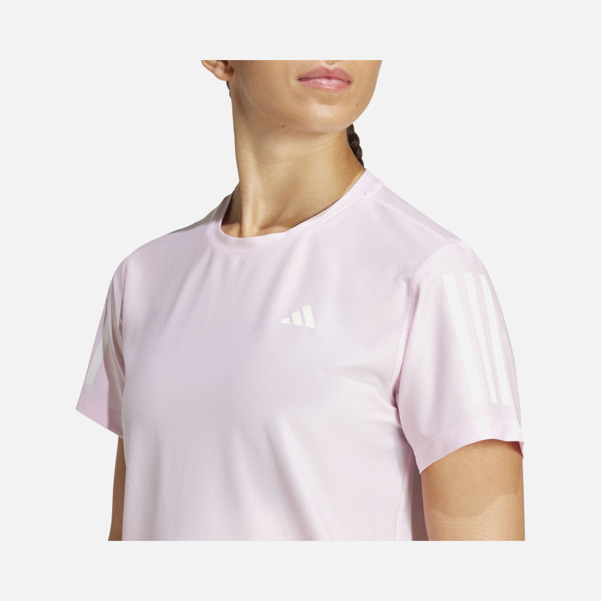 adidas AEROREADY Run Own The 3-Stripes Crew Neck Running Short-Sleeve Kadın Tişört