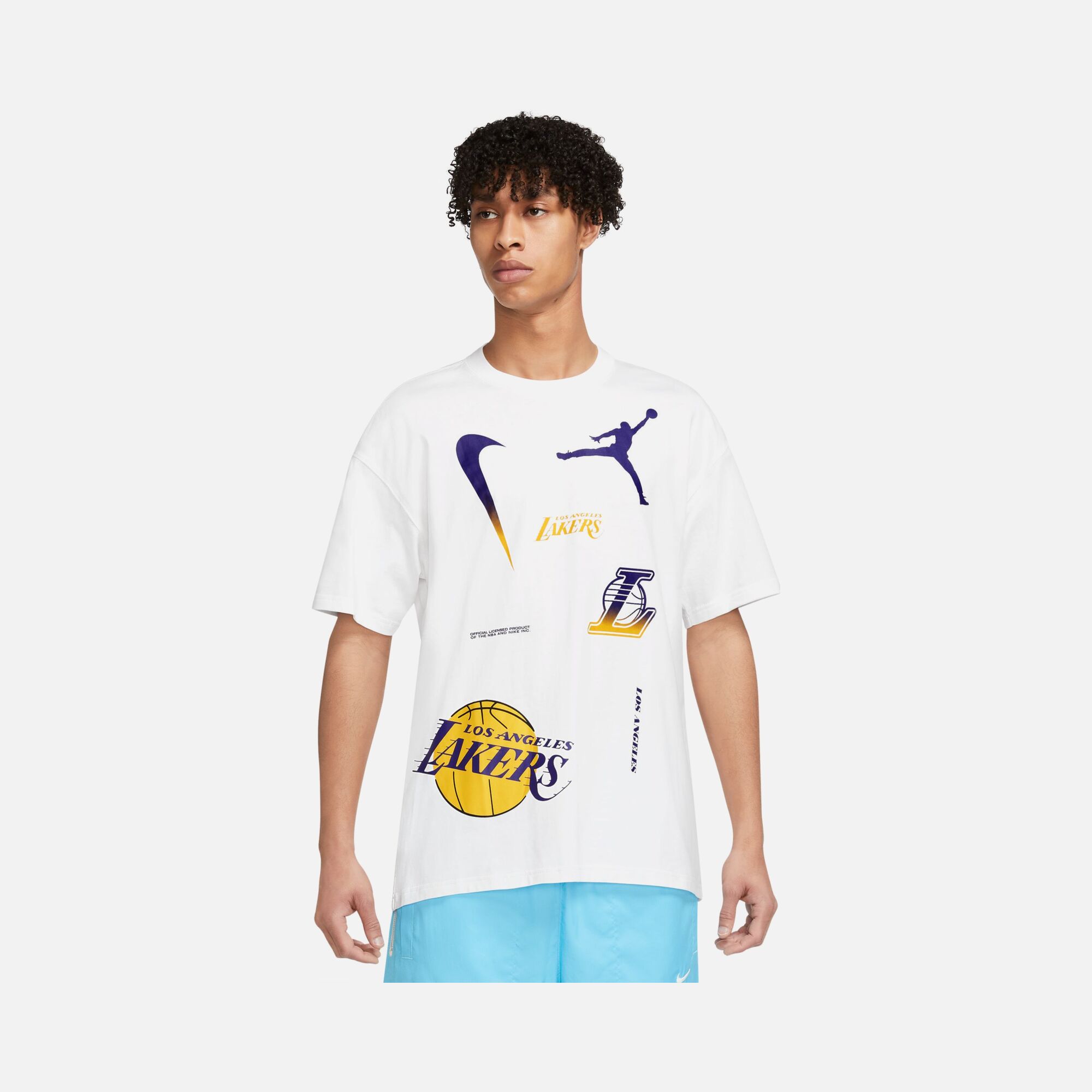 Nike Los Angeles Lakers Courtside Statement Edition Jordan Max90 NBA Short-Sleeve Erkek Tişört