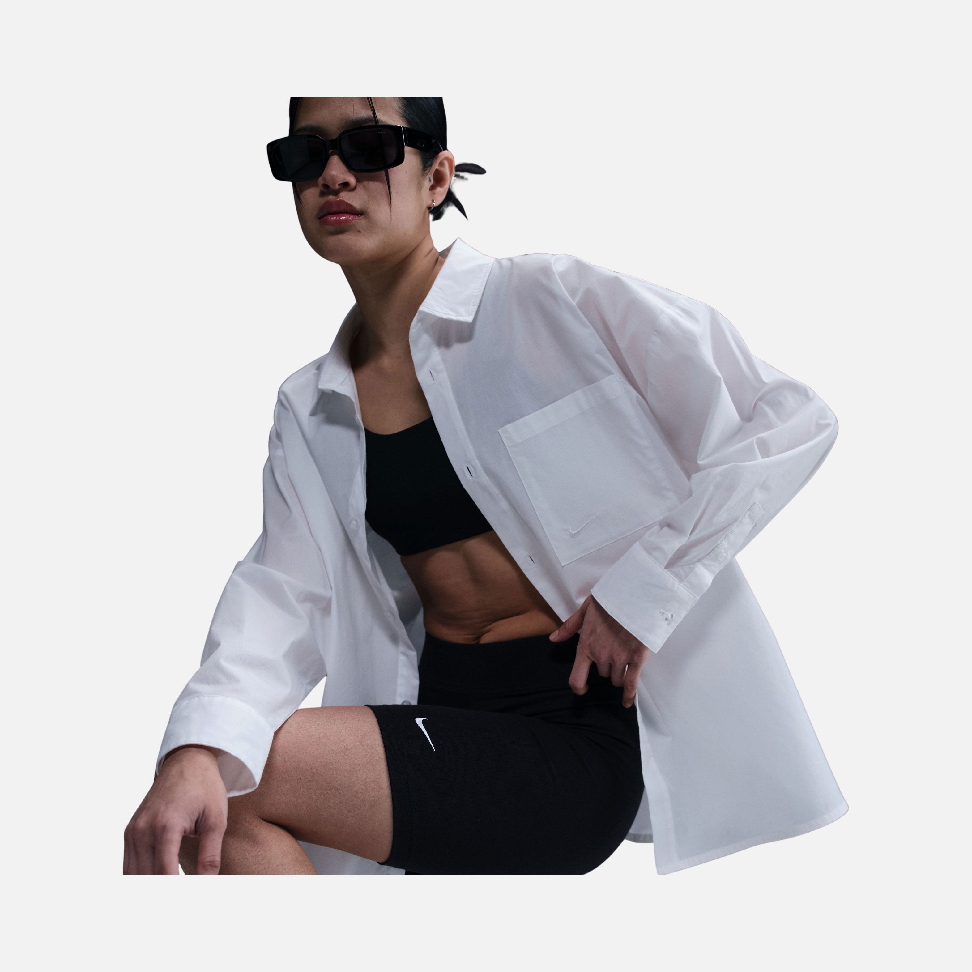 Nike W Nsw Chill Ppln Ls Btn Top Kadın Gömlek