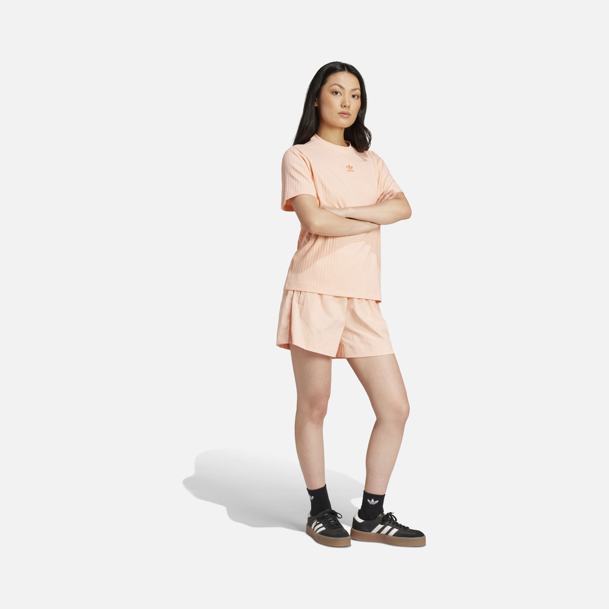 adidas Originals Essentials Wide Ribbed Fabric Texture Short-Sleeve Kadın Tişört