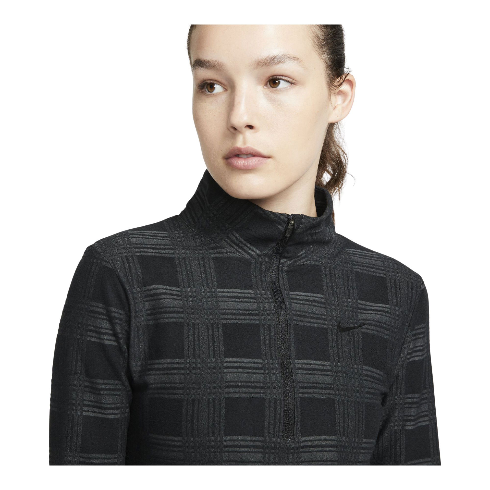 Nike Pro Therma-Fit Plaid Graphic 1/2-Zip Long-Sleeve Kadın Tişört