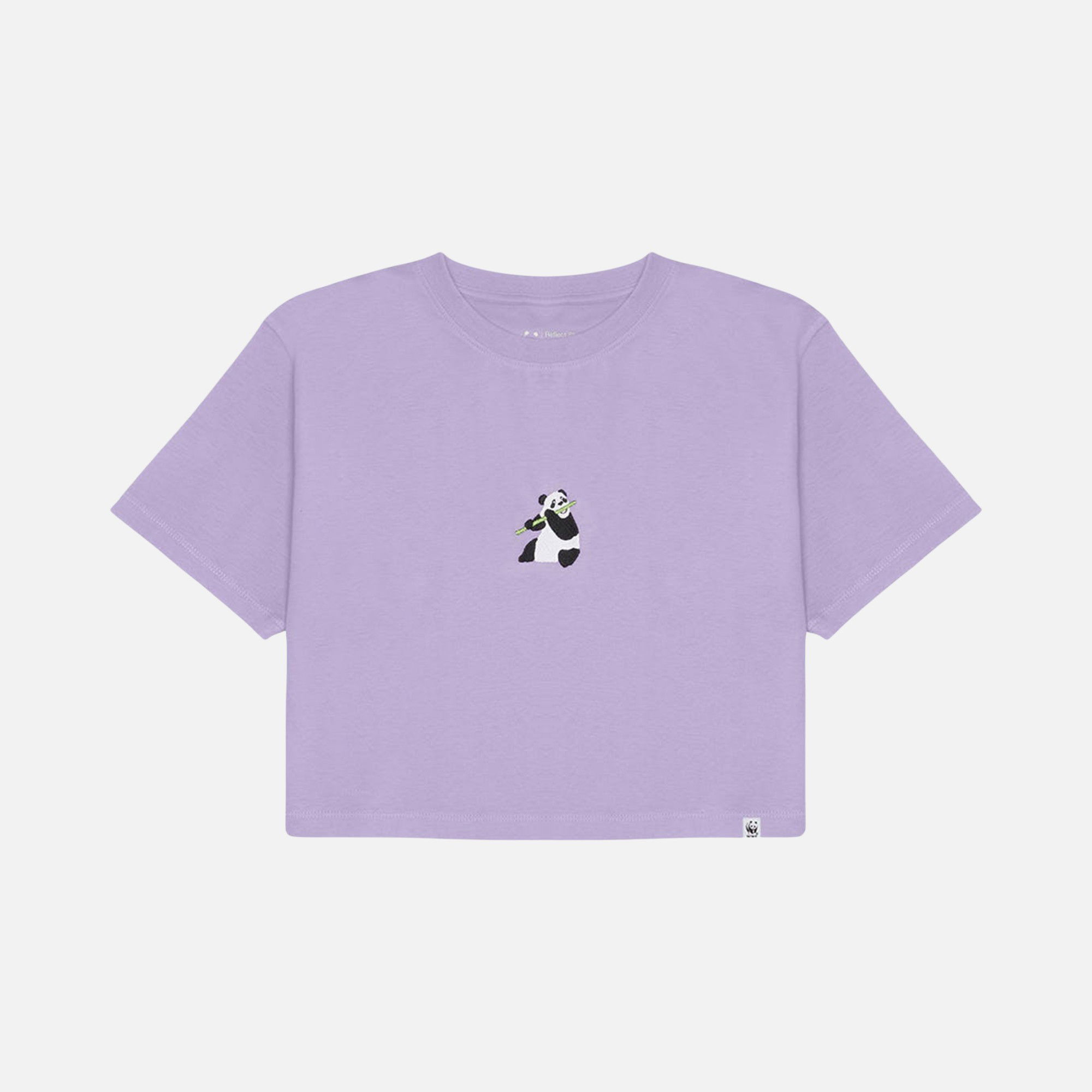 WWF Sportswear Giant Panda Embroidered Cropped Short-Sleeve Kadın Tişört