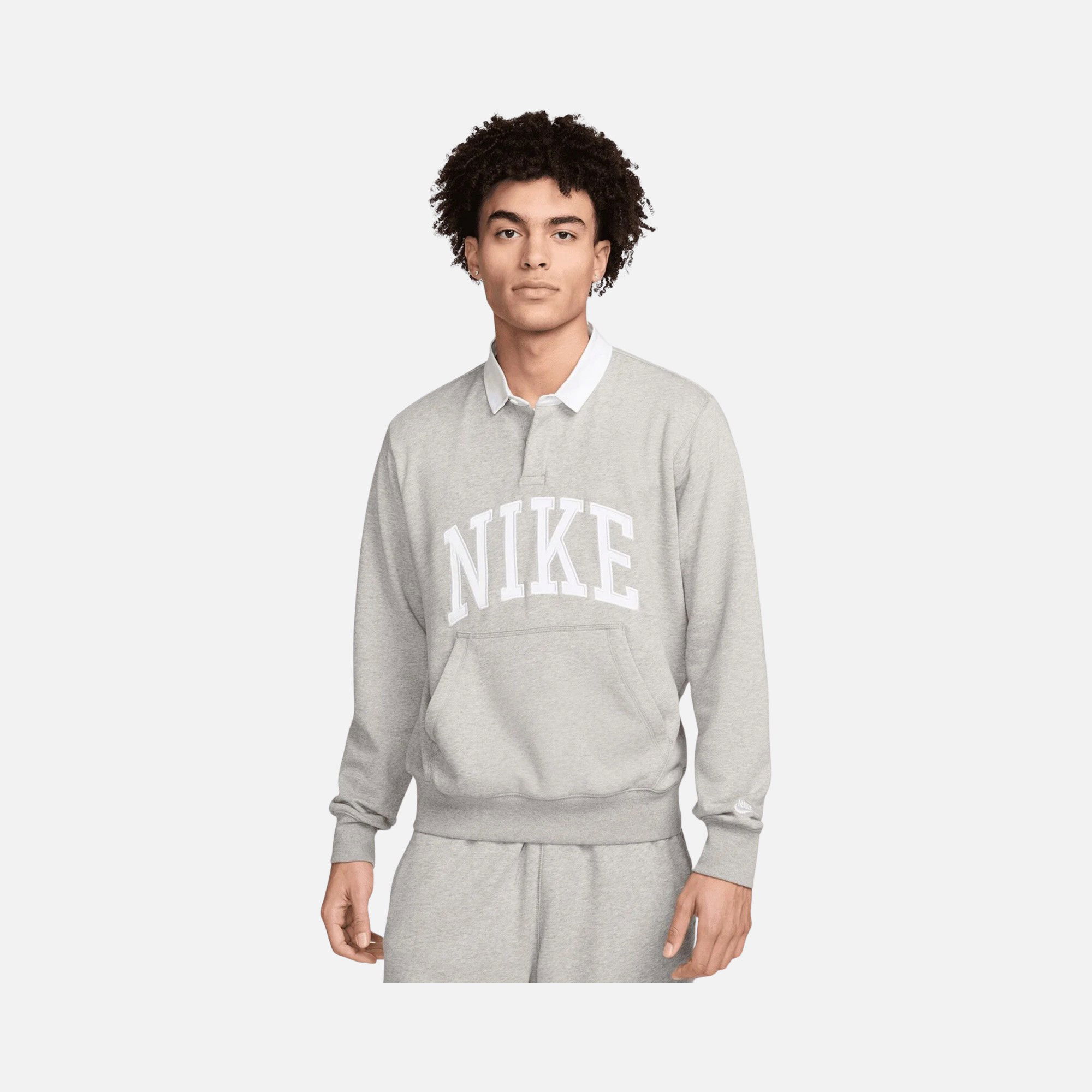 Nike Sportswear Club+ Fleece Buttoned Polo Collar Long-Sleeve Erkek Sweatshirt