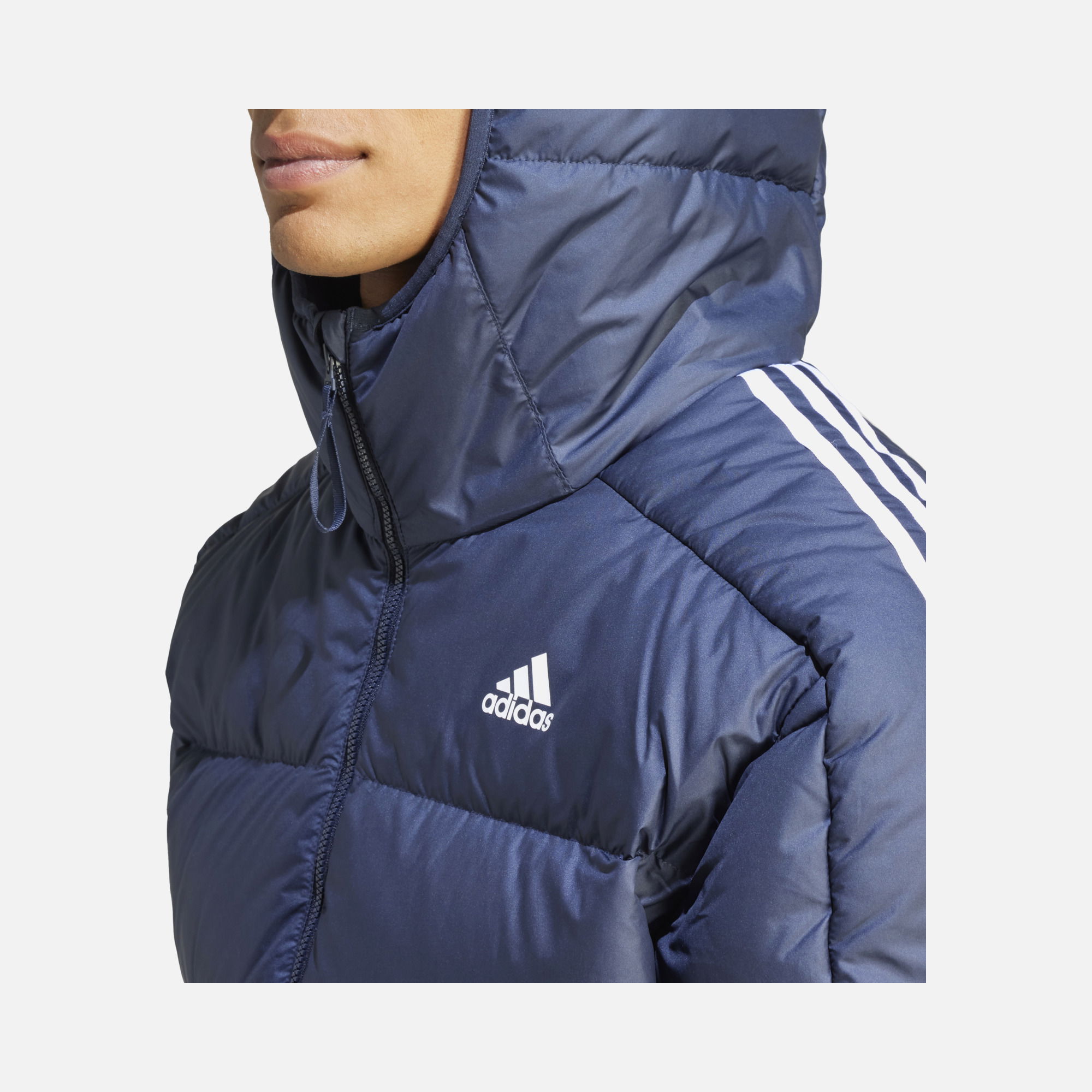 adidas Essentials Midweight Down 3-Stripes Full-Zip Hoodie Erkek Ceket