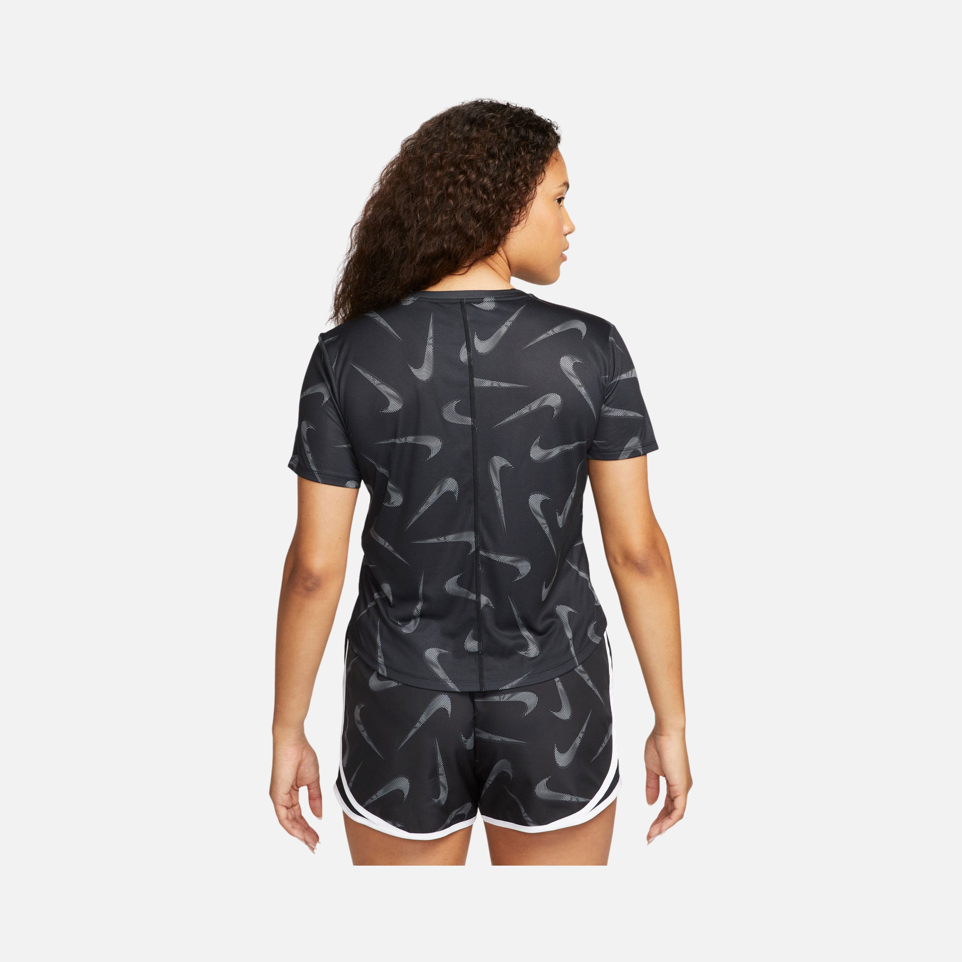 Nike Dri-Fit Swoosh Printed Crop Running Short-Sleeve Kadın Tişört