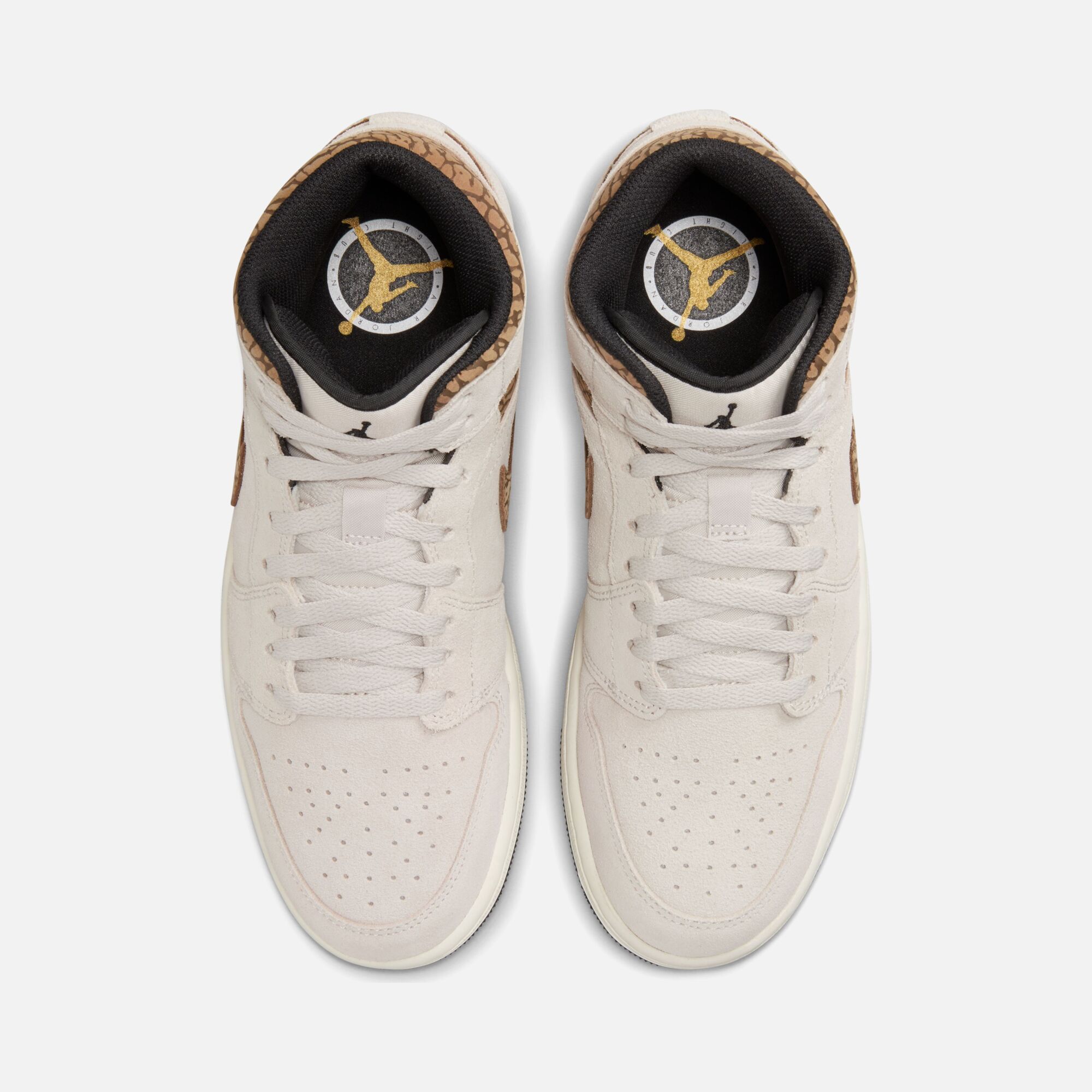 Nike Air Jordan 1 Mid SE ''Elephant Printed Swoosh and Gold Jumpman'' Erkek Spor Ayakkabı