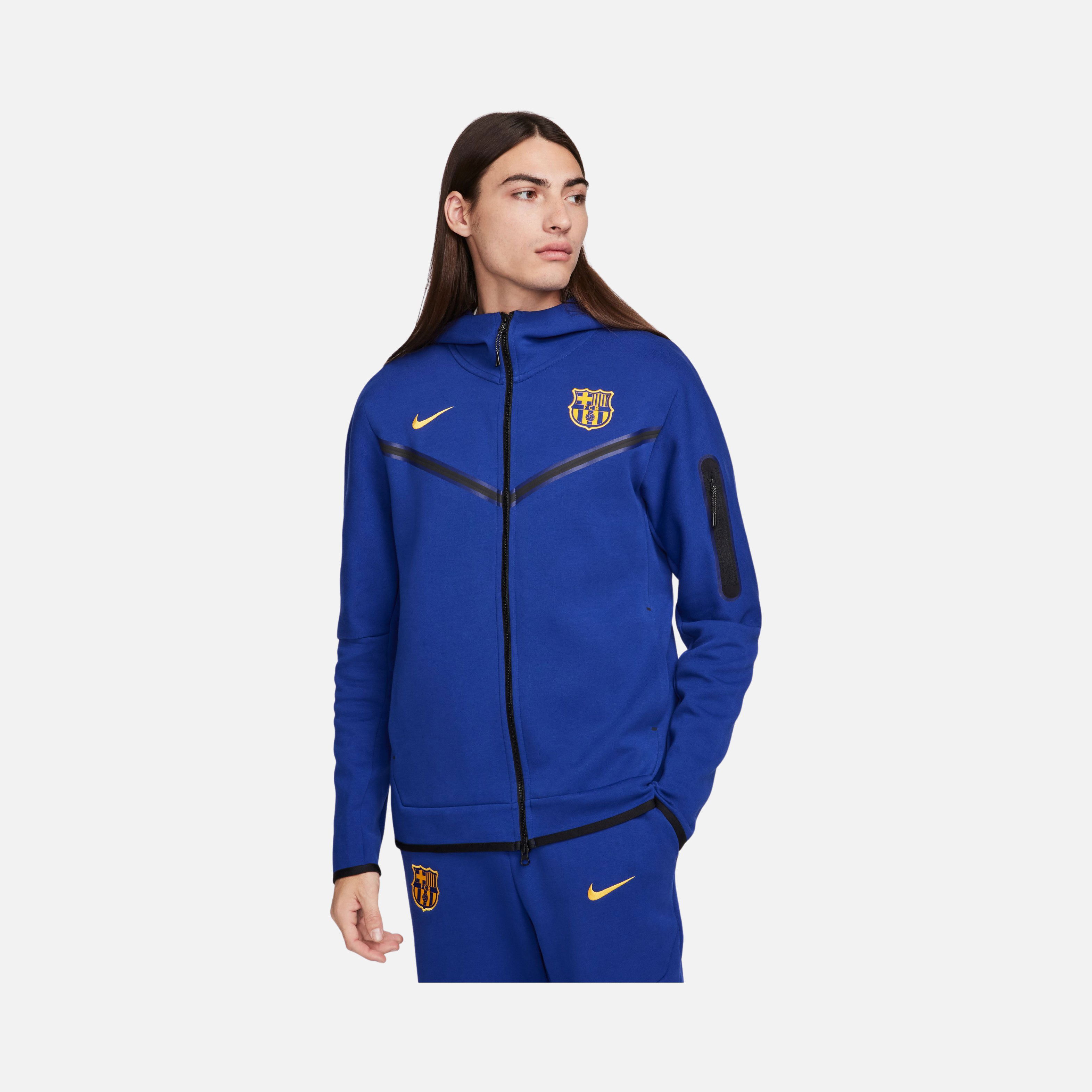 Nike FC Barcelona Tech Fleece Windrunner SS24 Full-Zip Hoodie Erkek Sweatshirt