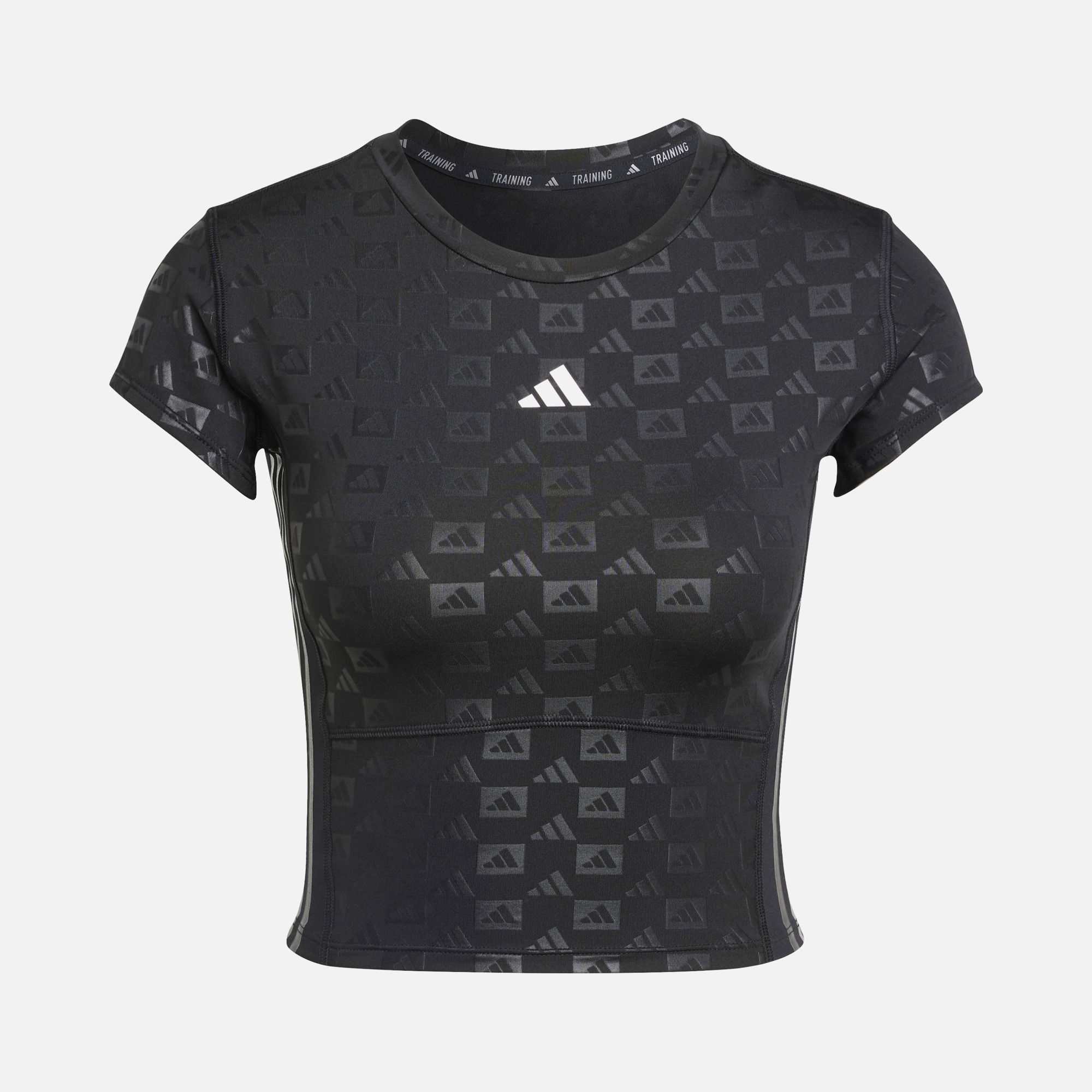 adidas Hyperglam Q4 Cropped Training Emboss Short-Sleeve Kadın Tişört