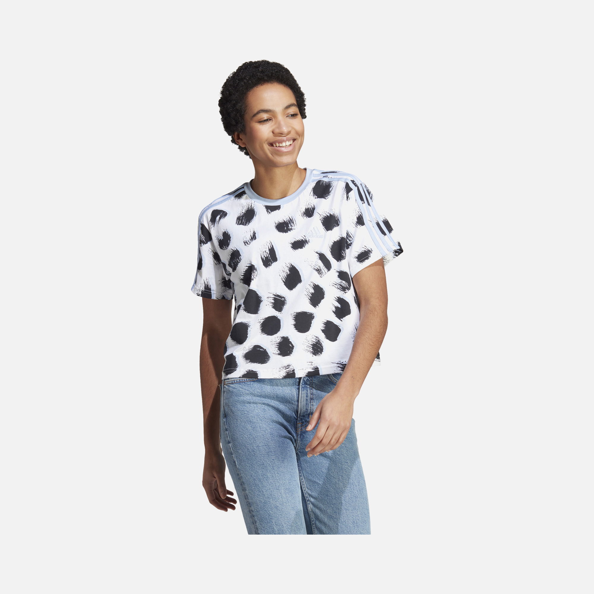 adidas Essentials 3-Stripes Single Jersey Crop Kadın Tişört