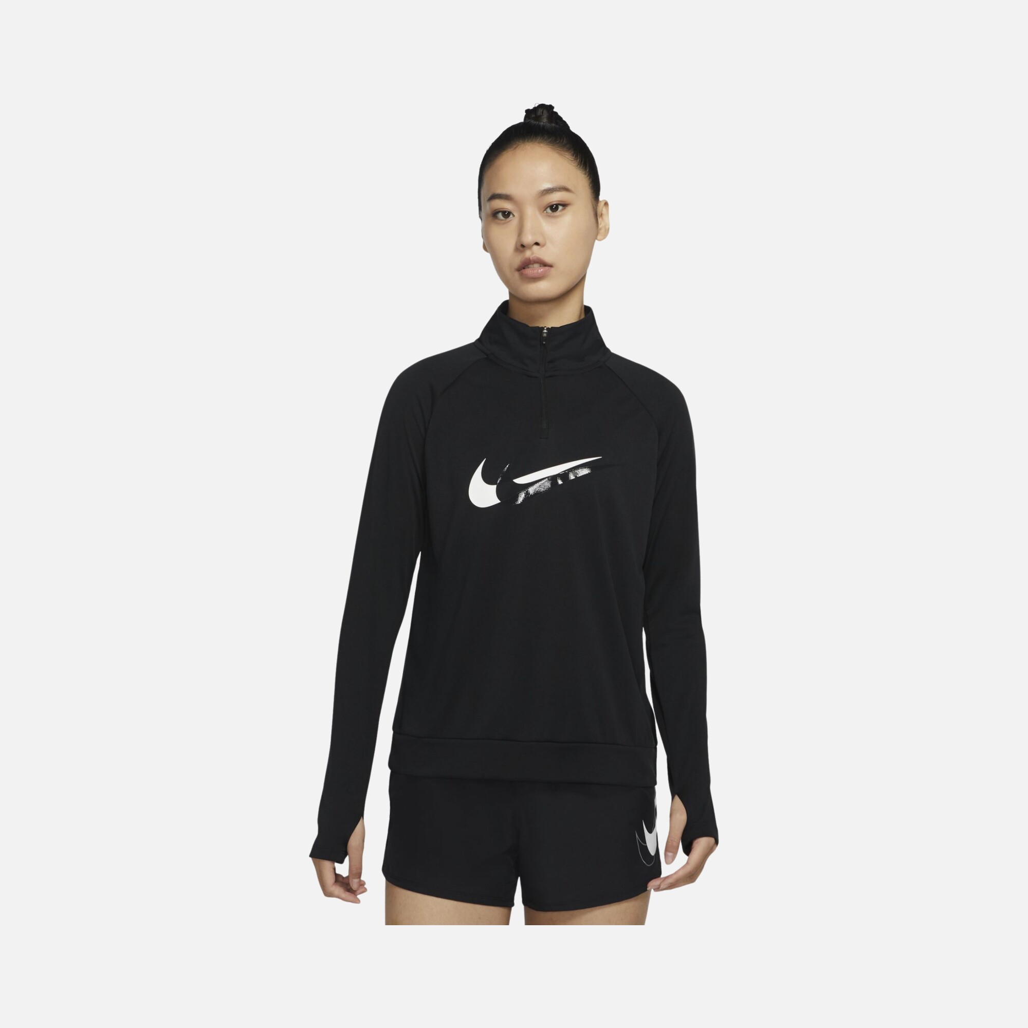 Nike Dri-Fit Swoosh Run 1/4-Zip Running Midlayer Long-Sleeve Kadın Tişört