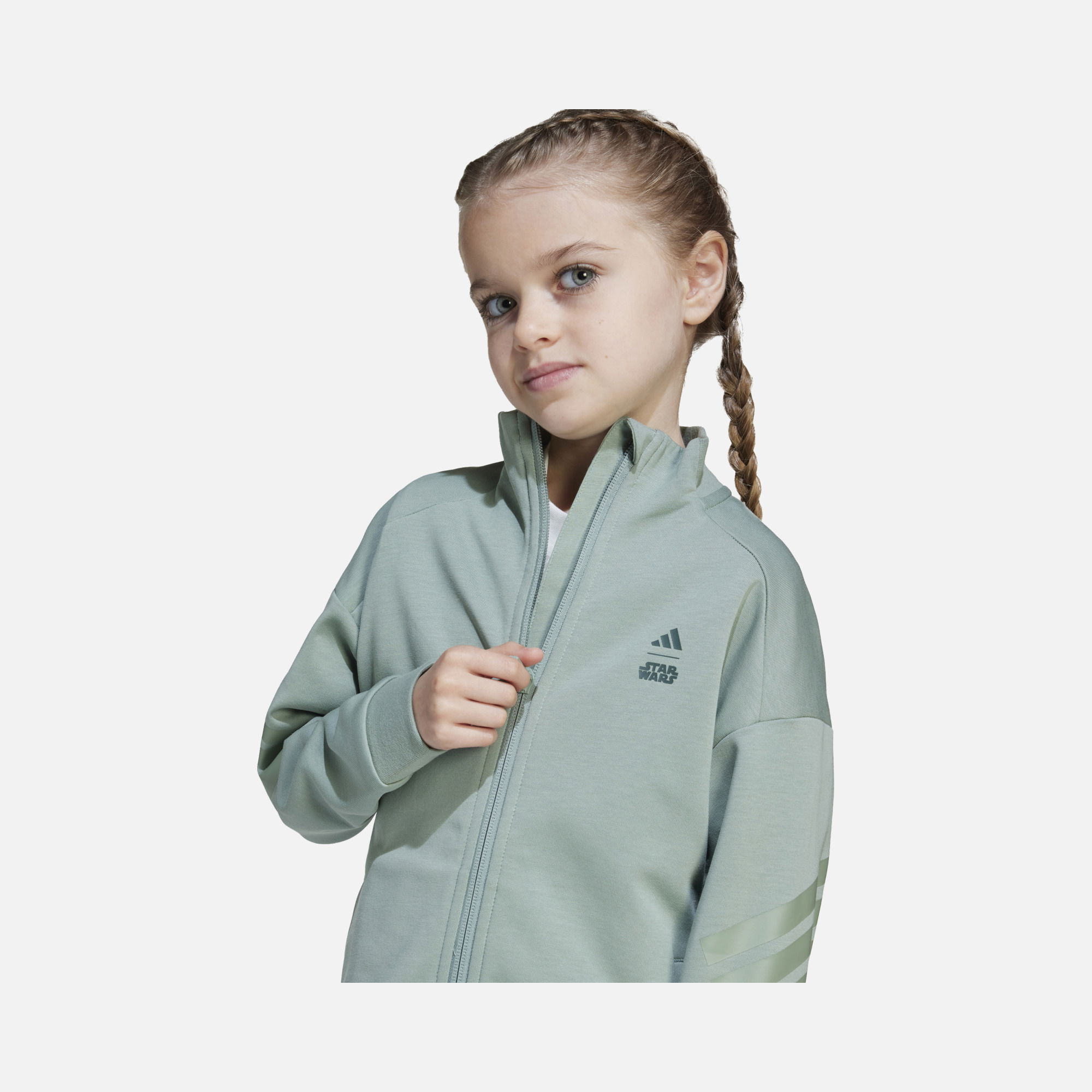 adidas Star Wars Mandalorian Graphic 3-Stripes Full-Zip Çocuk Sweatshirt