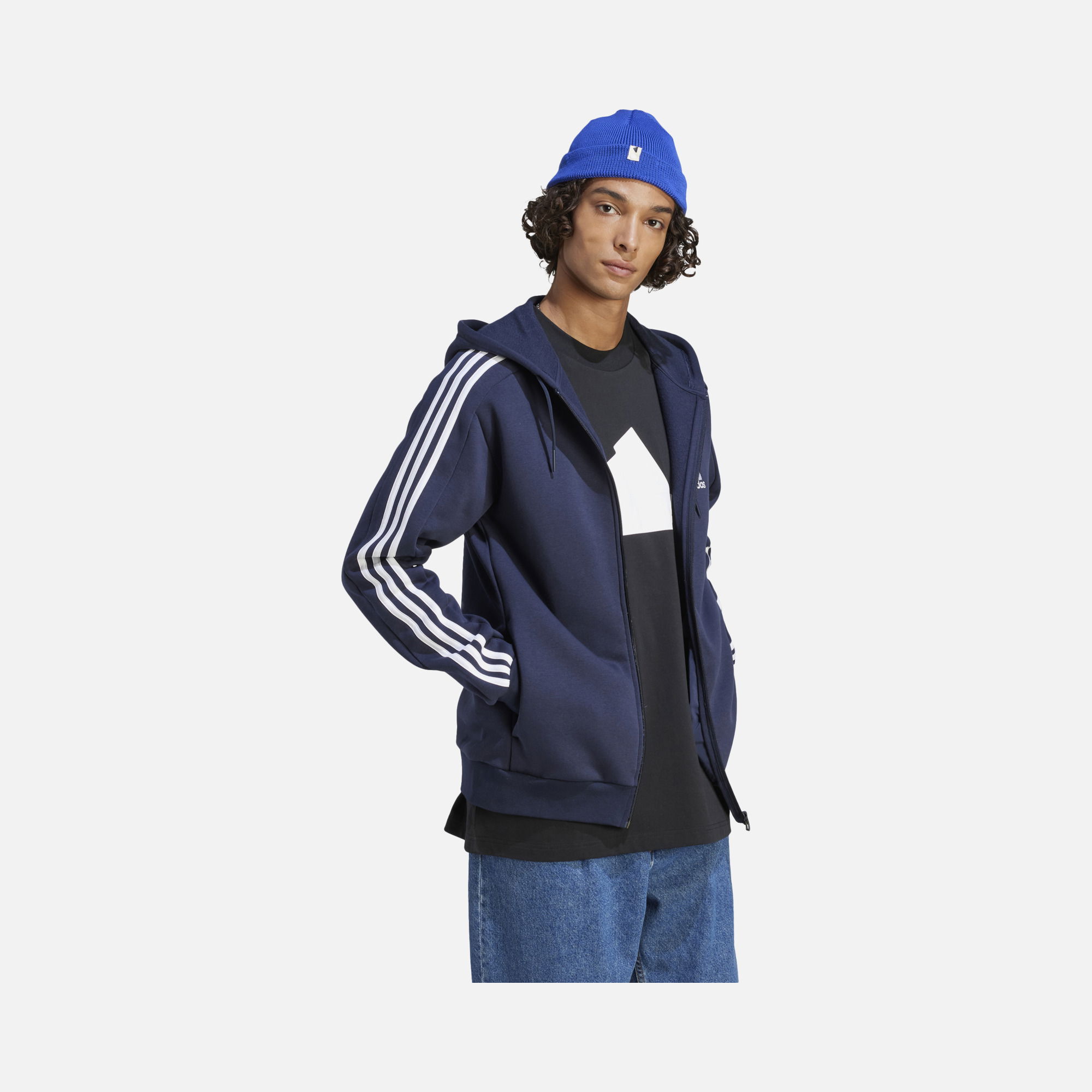 adidas Sportswaer Essentials Fleece 3-Stripes Full-Zip Hoodie Erkek Ceket