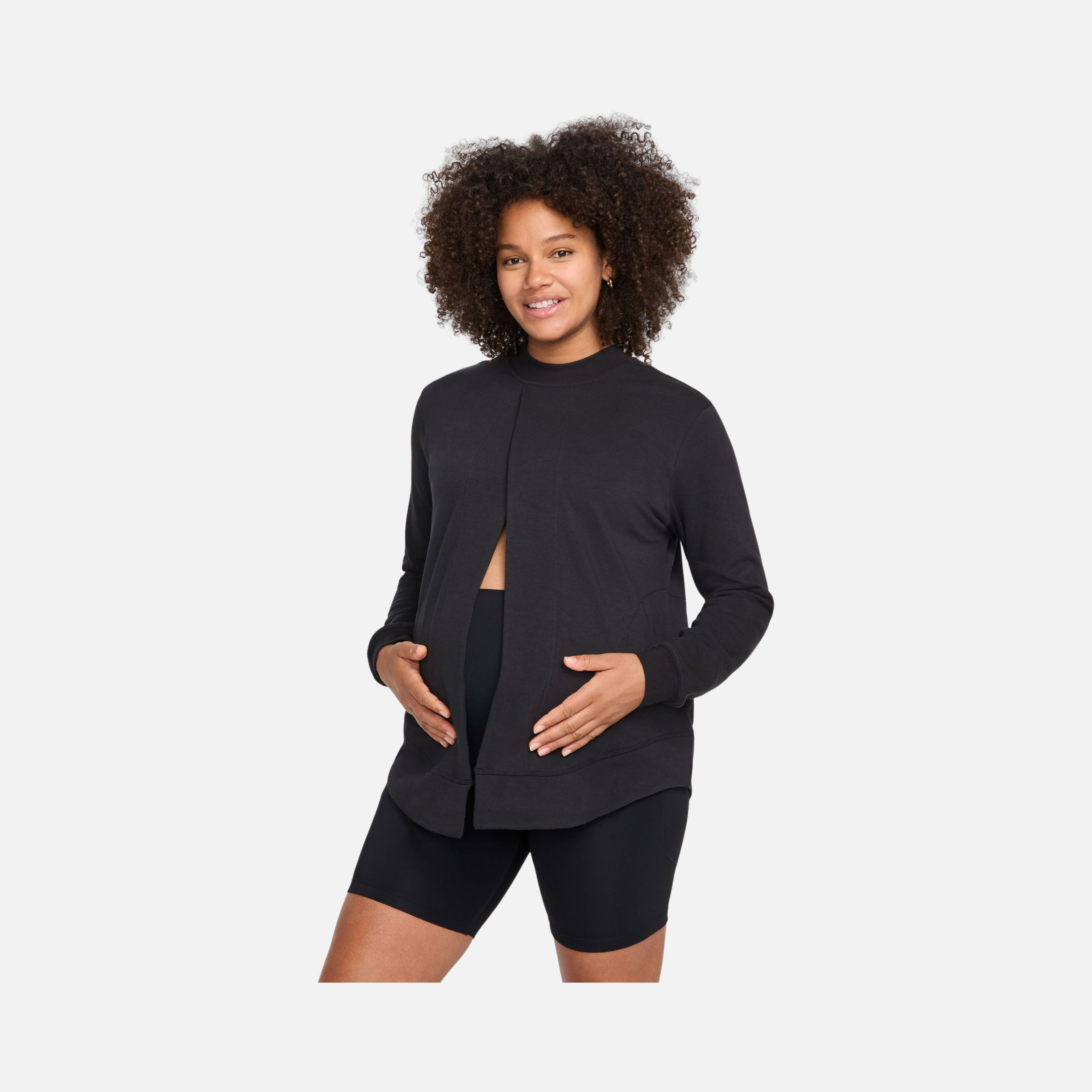 Nike One Reversible French Terry Pullover Full Length Slit Long-Sleeve Training (Maternity) Kadın Tişört