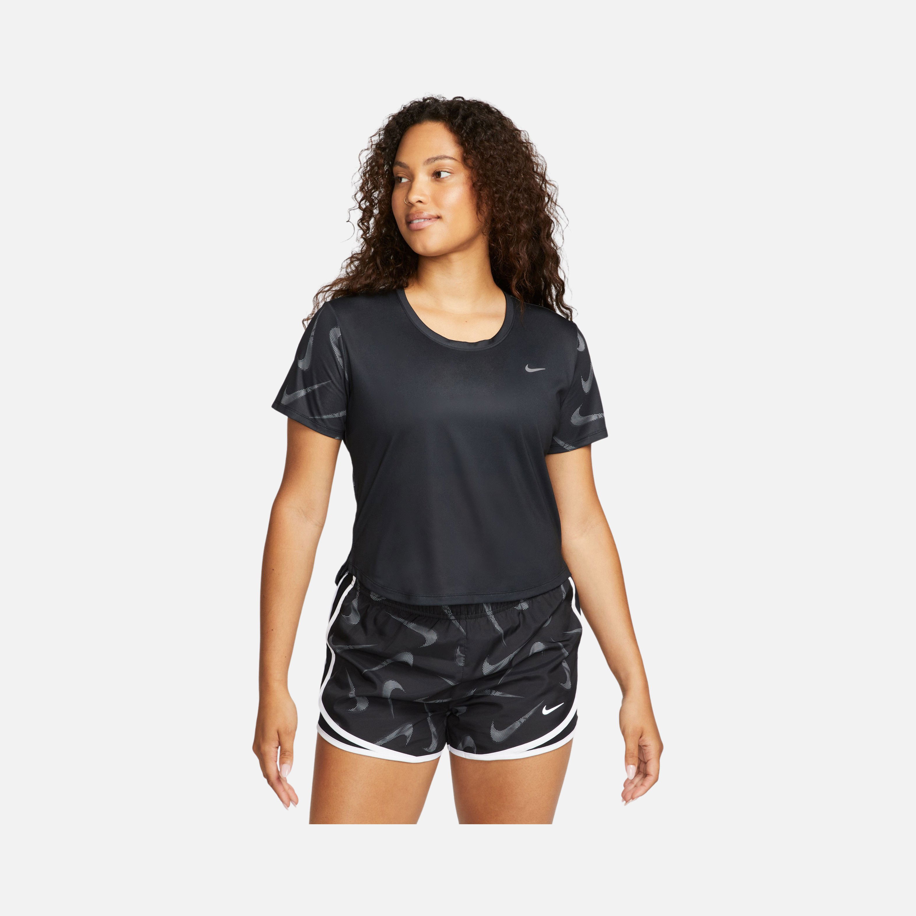 Nike Dri-Fit Swoosh Printed Crop Running Short-Sleeve Kadın Tişört