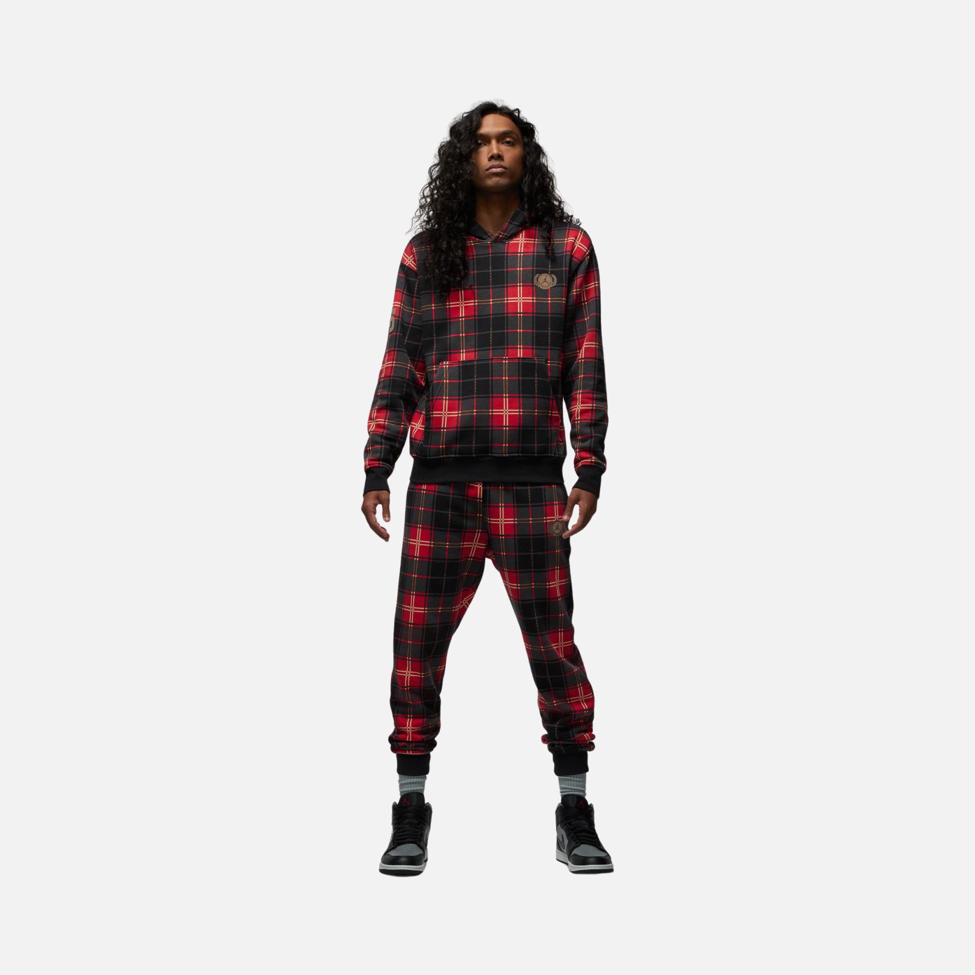 Nike Jordan Essential Flight Artist Series Plaid Fleece Crew Erkek Sweatshirt
