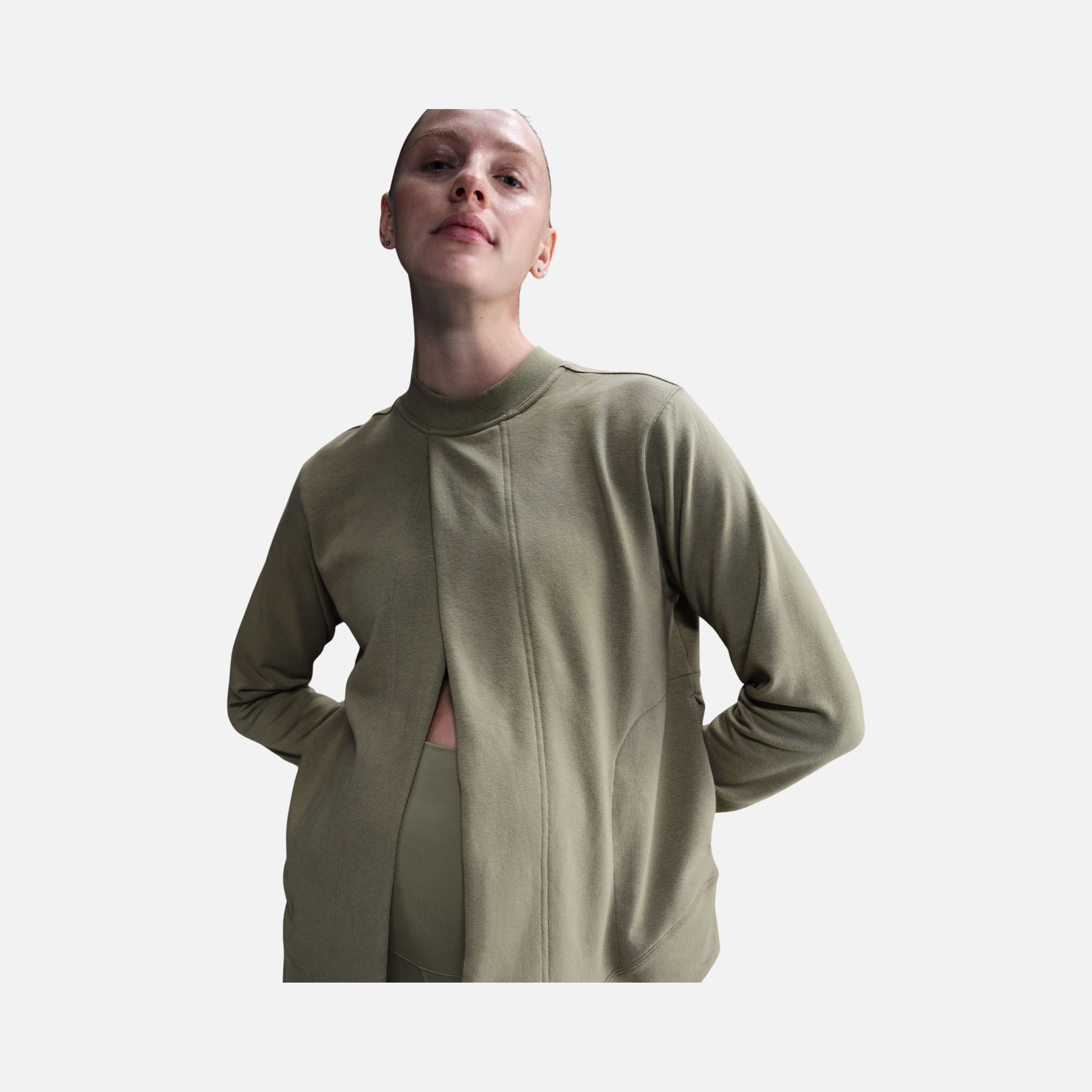 Nike One Reversible French Terry Pullover Full Length Slit Long-Sleeve Training (Maternity) Kadın Tişört