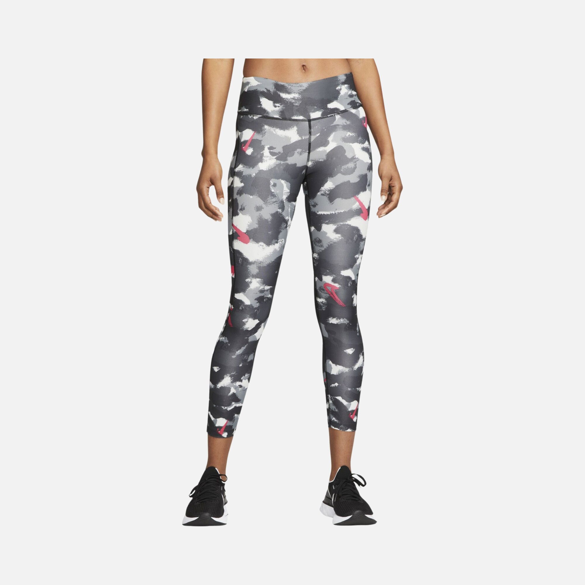 Nike Dri-Fit Fast Mid-Rise 7/8-Length Printed Running Kadın Tayt
