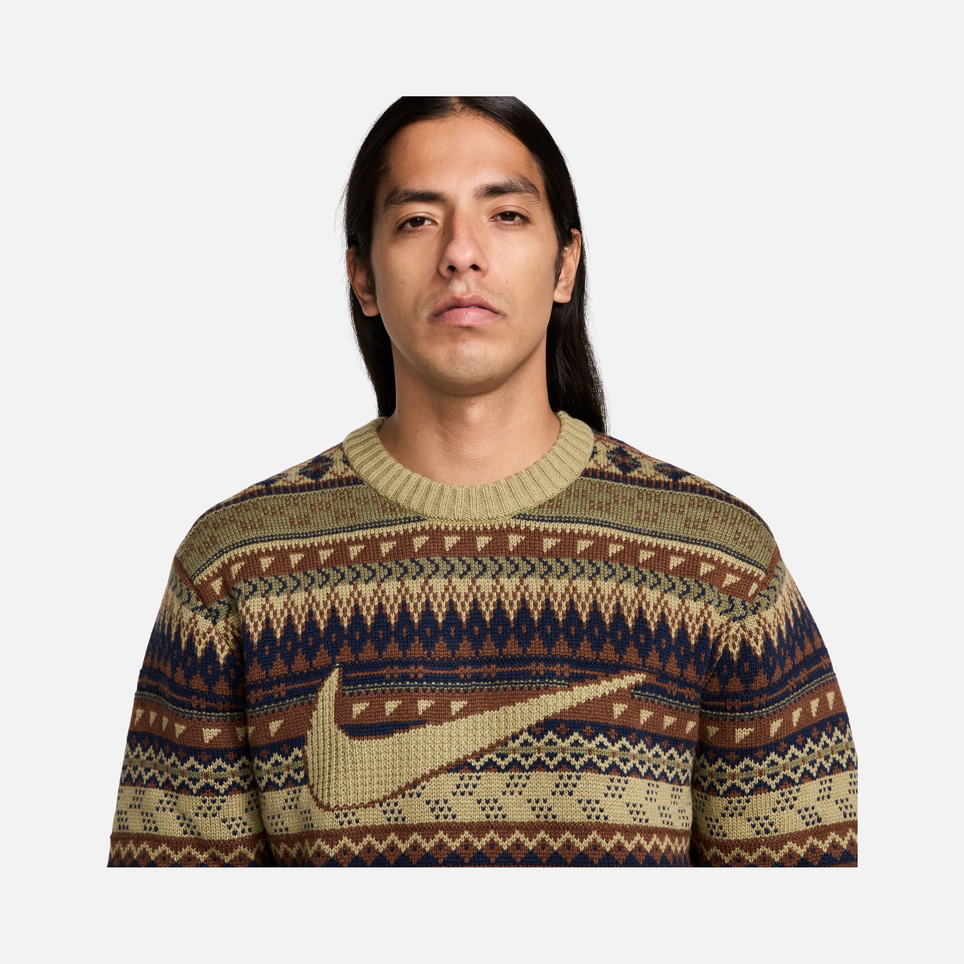 Nike Life Fair Isle Swoosh Crew ''Wool Jacquard Fabric'' Long-Sleeve Erkek Kazak
