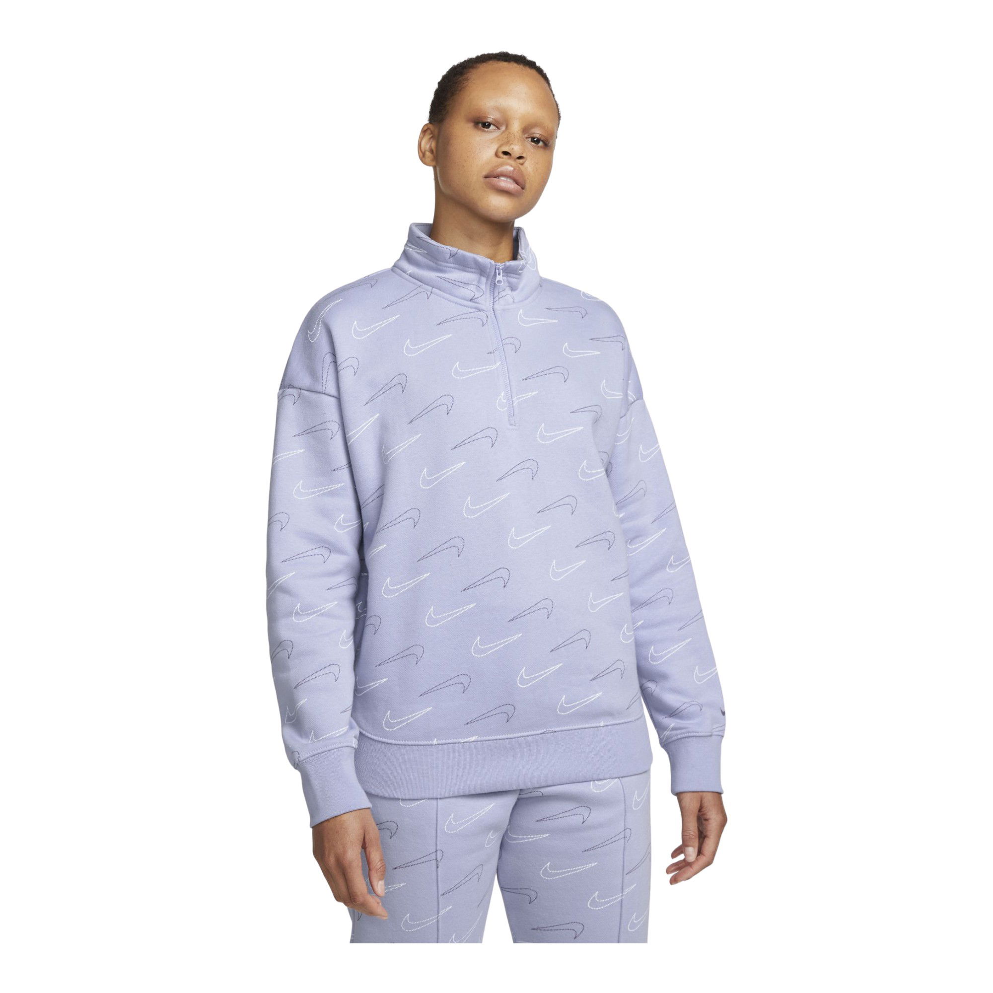 Nike Sportswear Fleece Metallic Swoosh Printed 1/4-Zip Kadın Sweatshirt