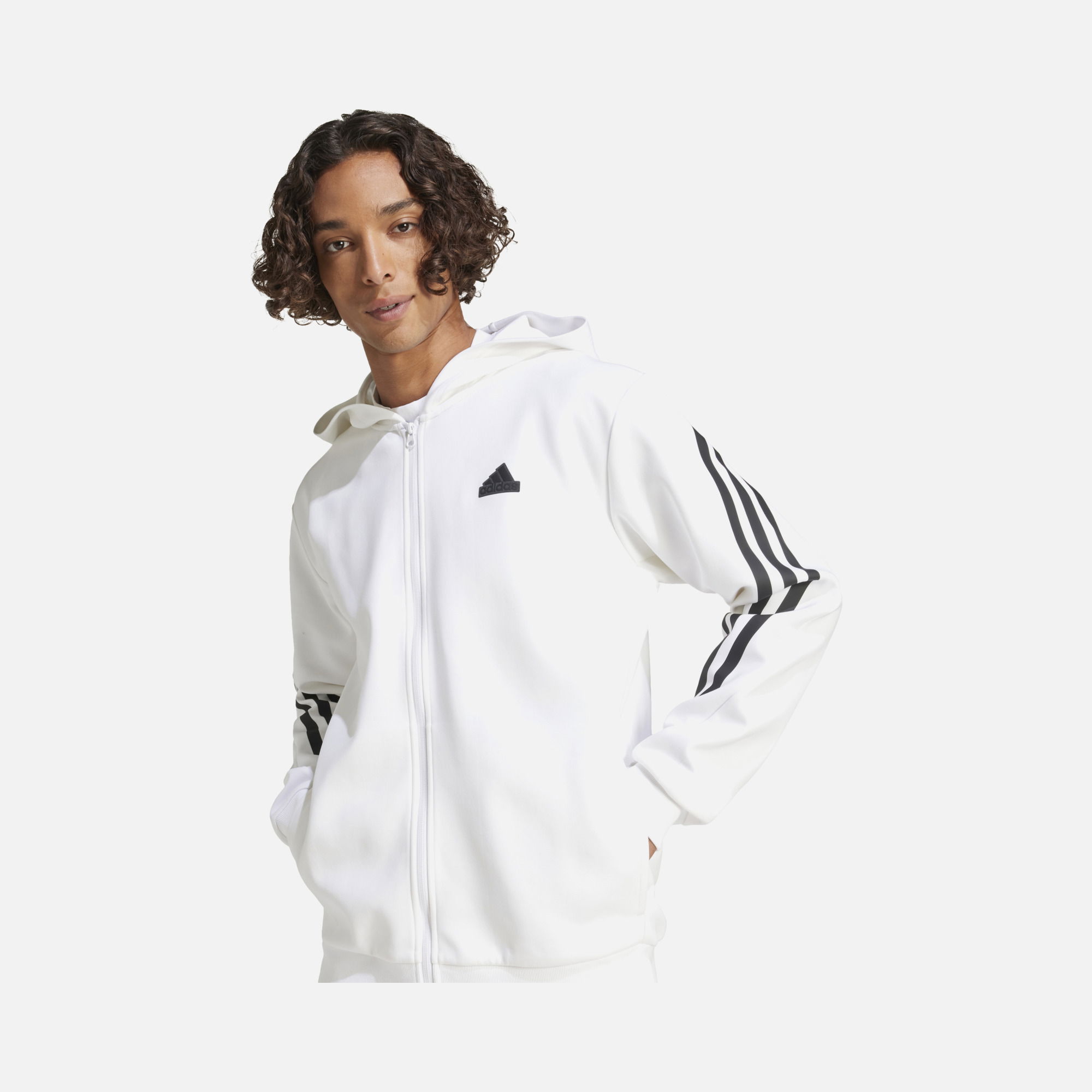 adidas Future Icons 3-Stripes Full-Zip Hoodie Erkek Sweatshirt