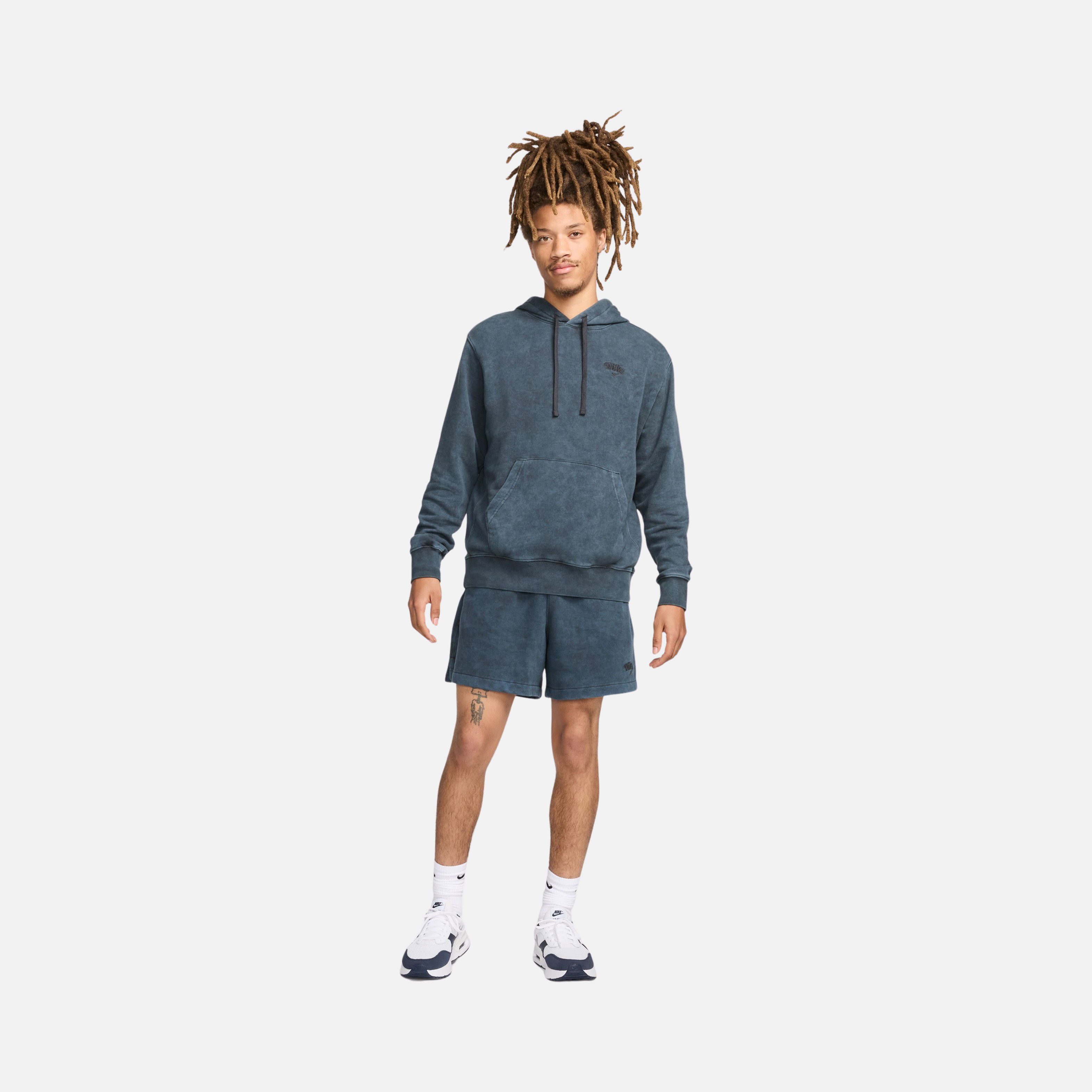 Nike Sportswear Club Pullover French Terry Fine 2.0 Washed Hoodie Erkek Sweatshirt