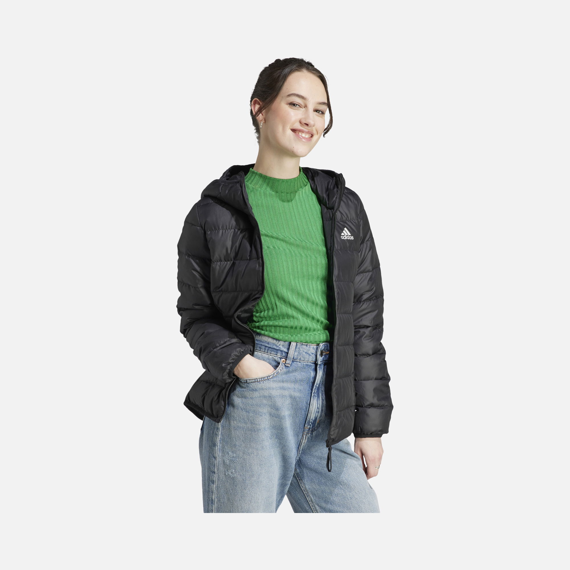 adidas Essentials Light Down Full-Zip Hoodie Kadın Mont