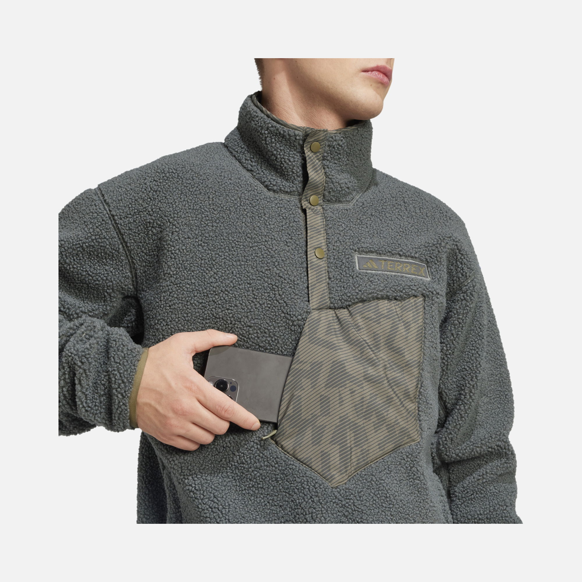 adidas Terrex XPL Faux Fur & Ripstop Fabric Details Pile Snap Hiking Erkek Sweatshirt