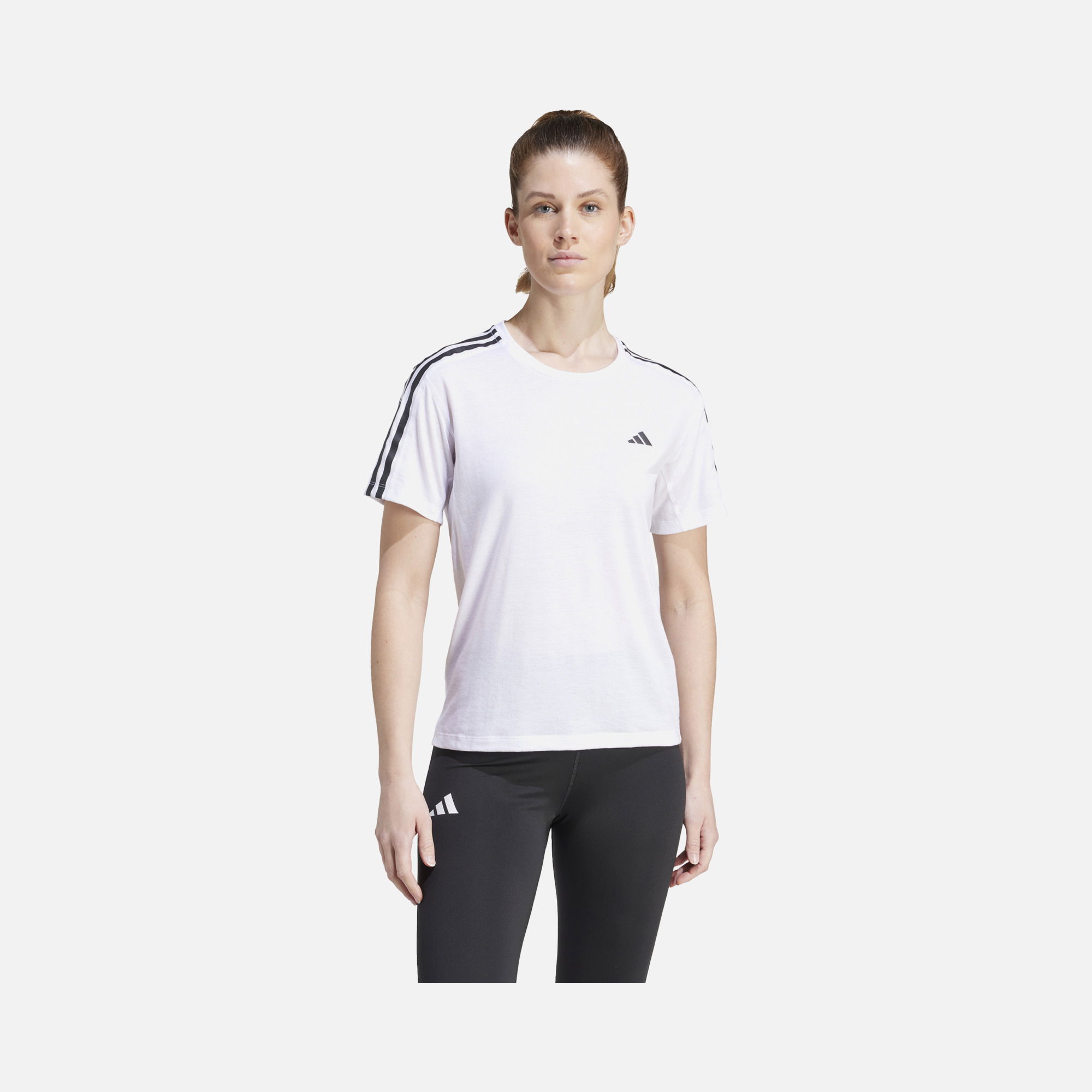 adidas AEROREADY Own the Run 3-Stripes Running Short-Sleeve Kadın Tişört