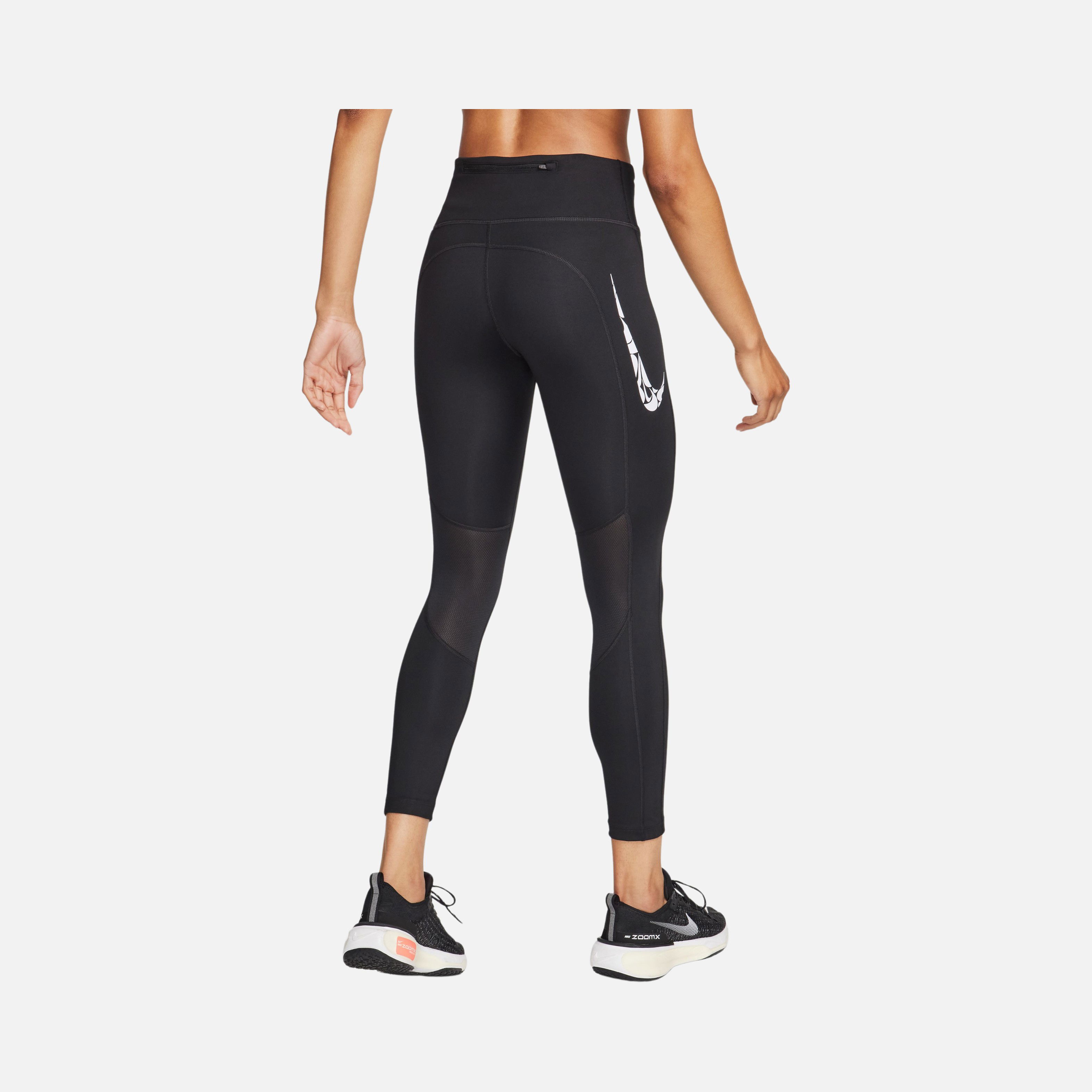 Nike Dri-Fit Fast Printed Swoosh Logo HBR Mid-Rise 7/8 Running Kadın Tayt
