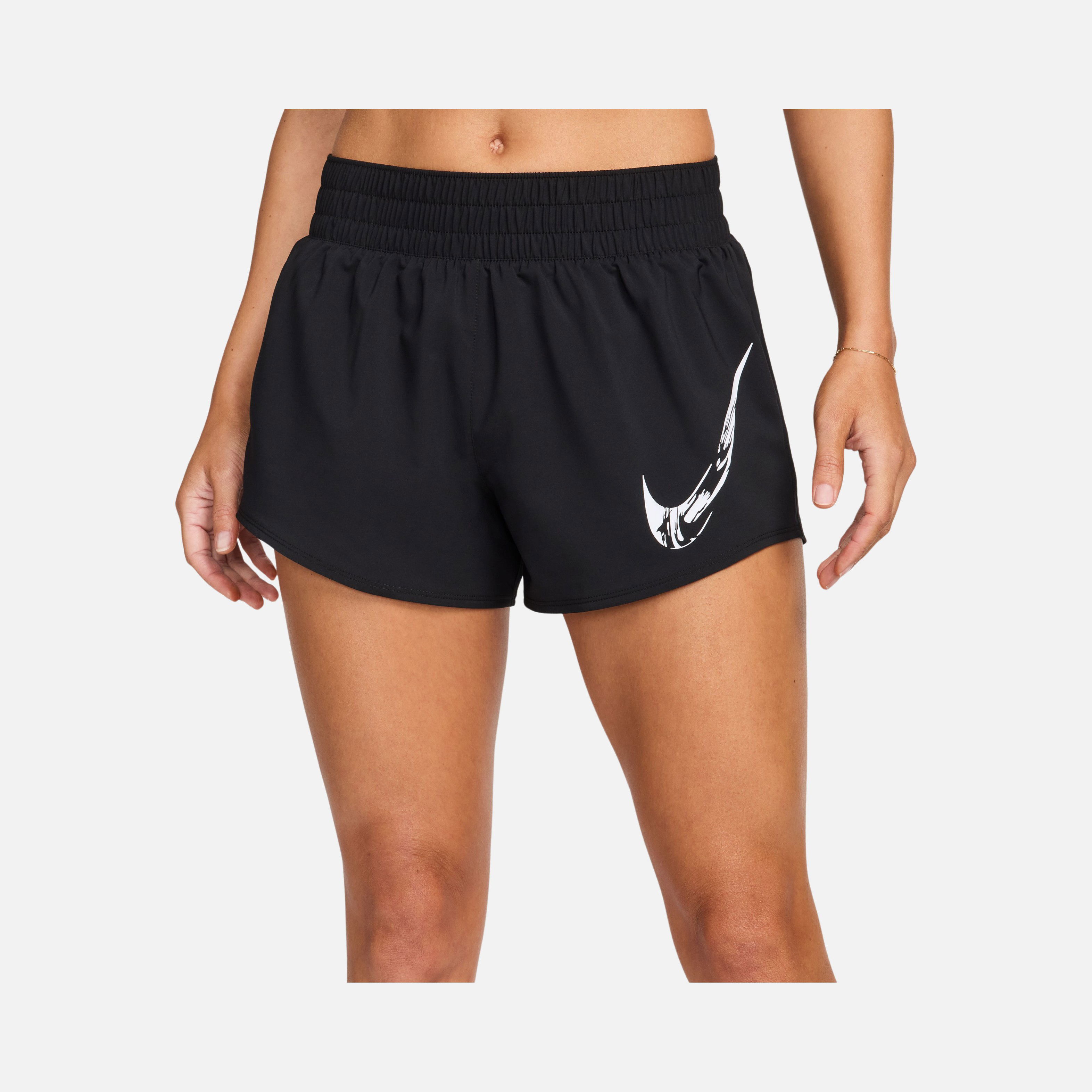 Nike One Dri-Fit Swoosh Graphic Mid-Rise Brief-Lined Running Kadın Şort