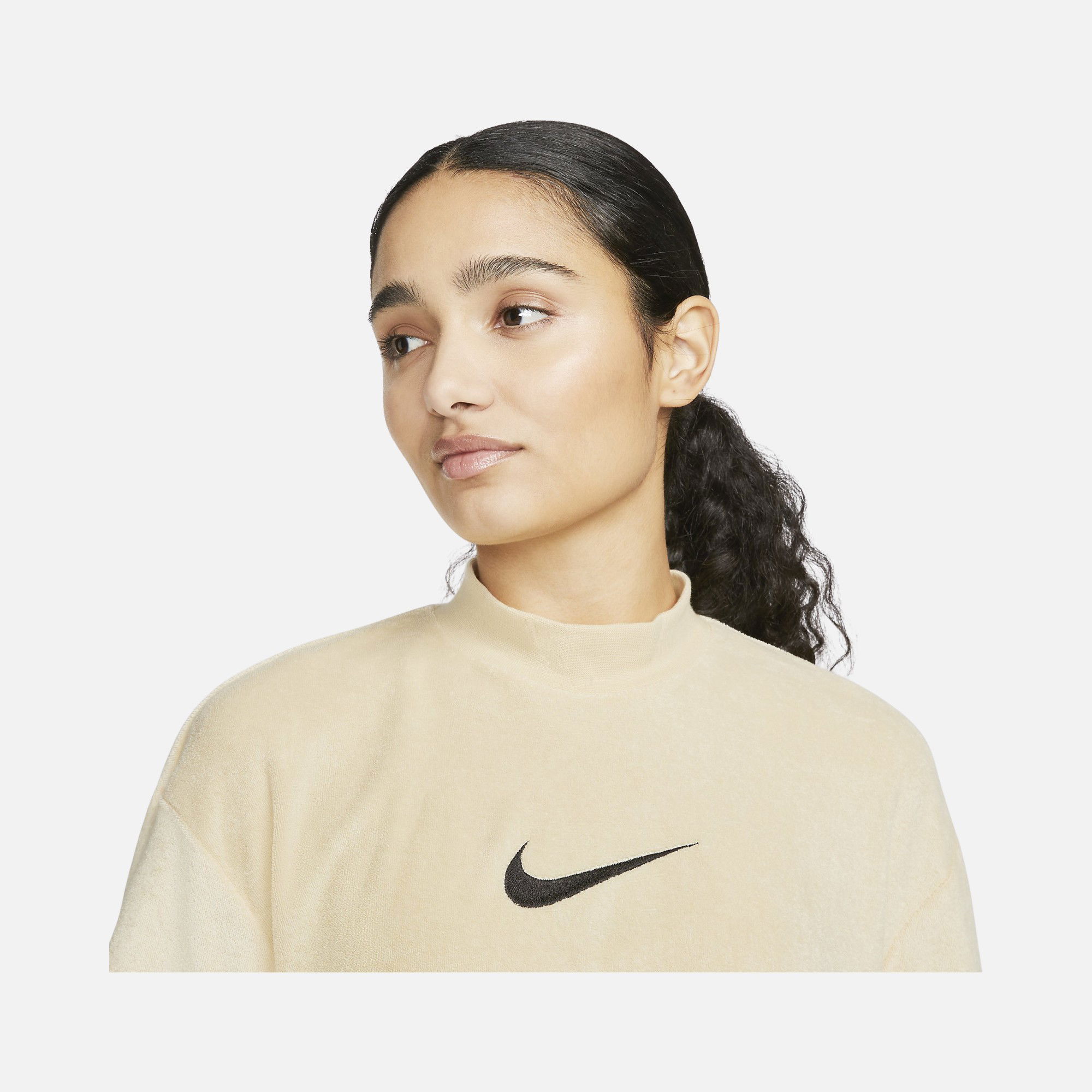 Nike Sportswear Mock-Neck Short-Sleeve Terry Short-Sleeve Kadın Tişört