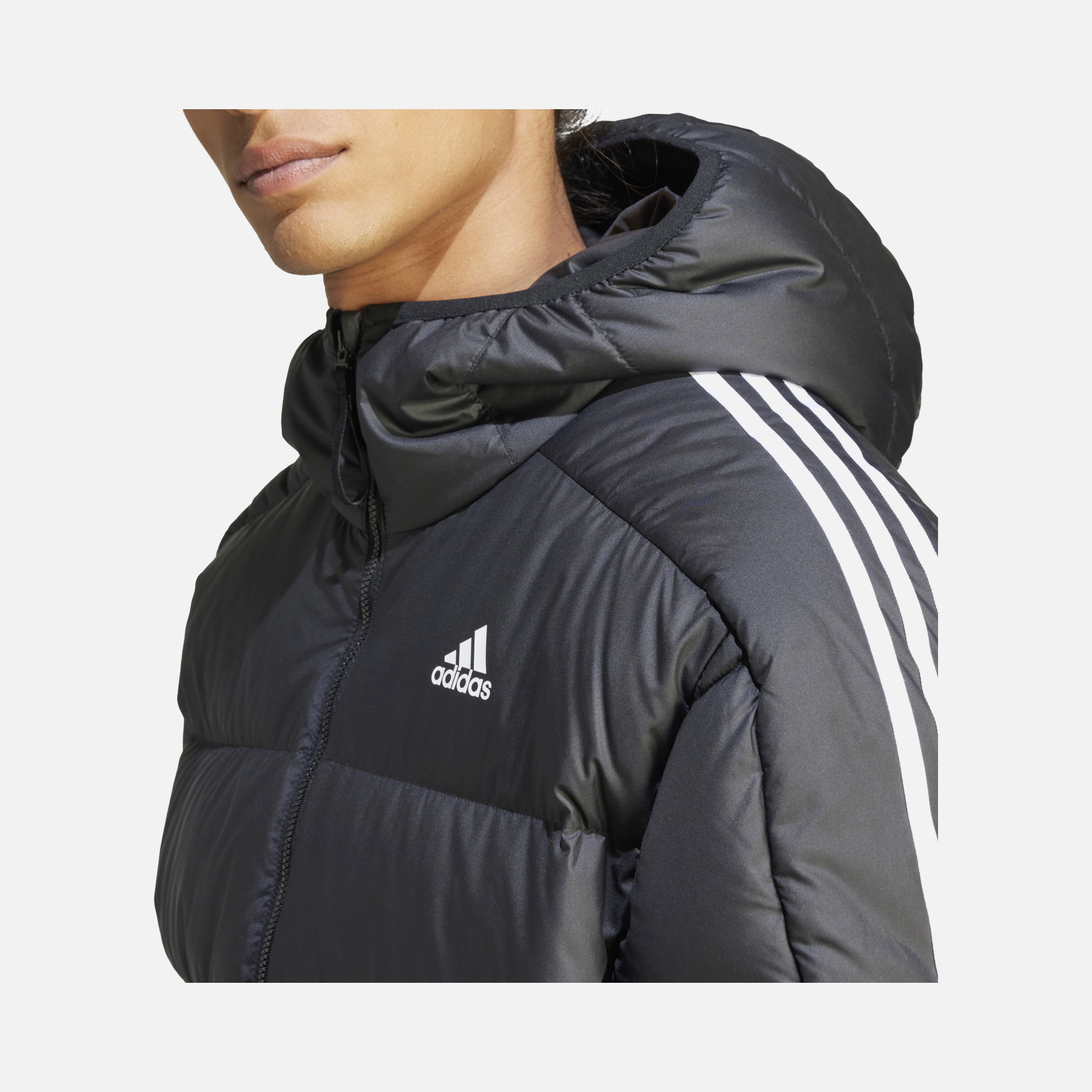 adidas Essentials Midweight Down 3-Stripes Full-Zip Hoodie Erkek Ceket