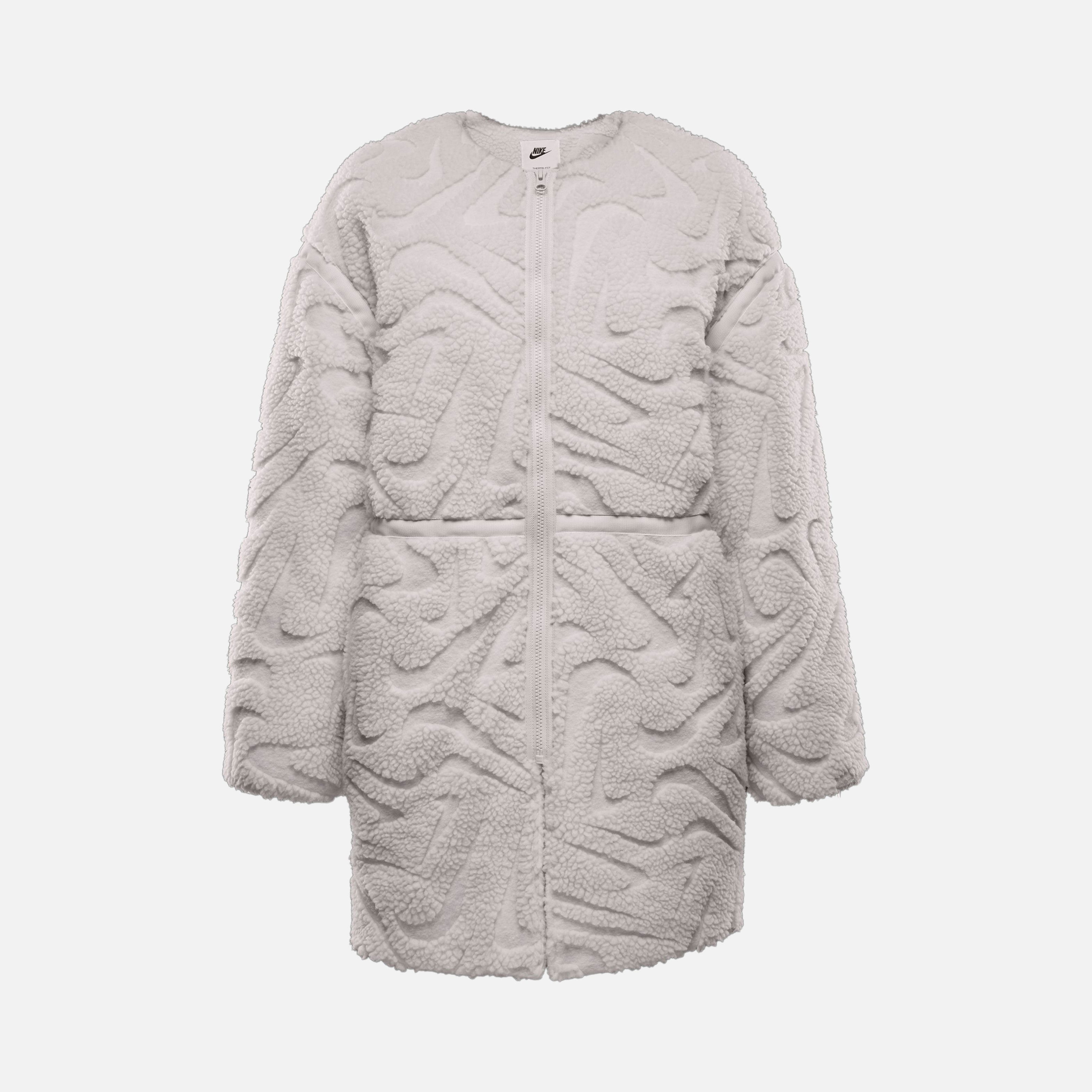 Nike Sportswear Cozy Long-Haired All-Over Swoosh Logo Lined Loose Full-Zip Kadın Ceket