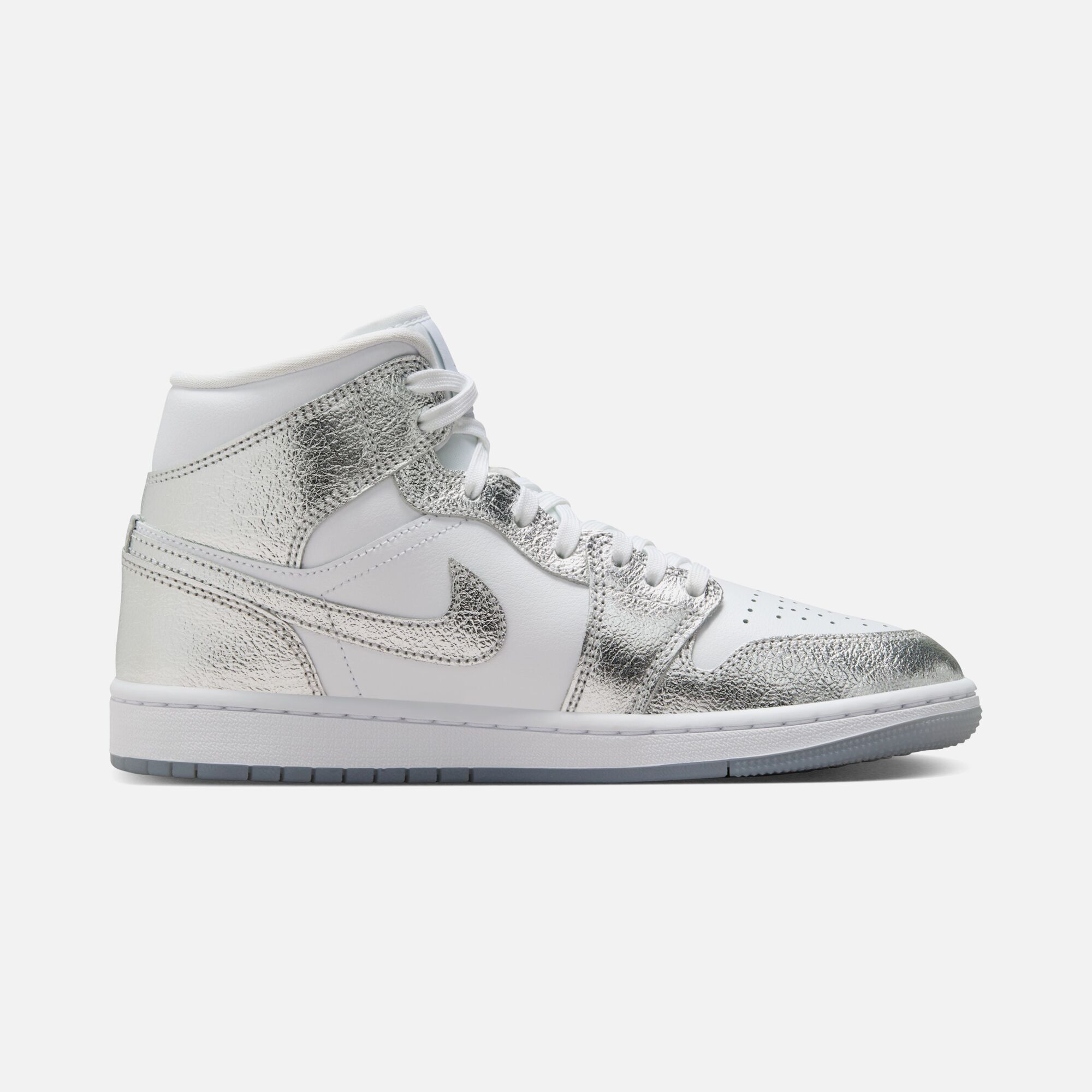 Nike Air Jordan 1 Mid SE "Crumpled Silver Detail" Kadın Spor Ayakkabı