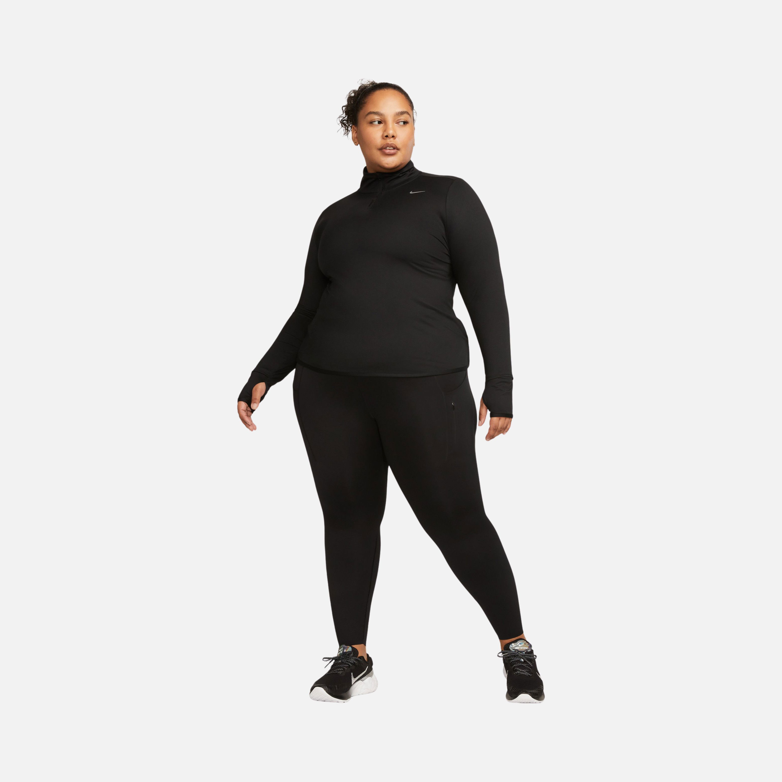 Nike Dri-Fit Swift UV 1/4-Zip Running Top Long-Sleeve (Plus Size) Kadın Tişört