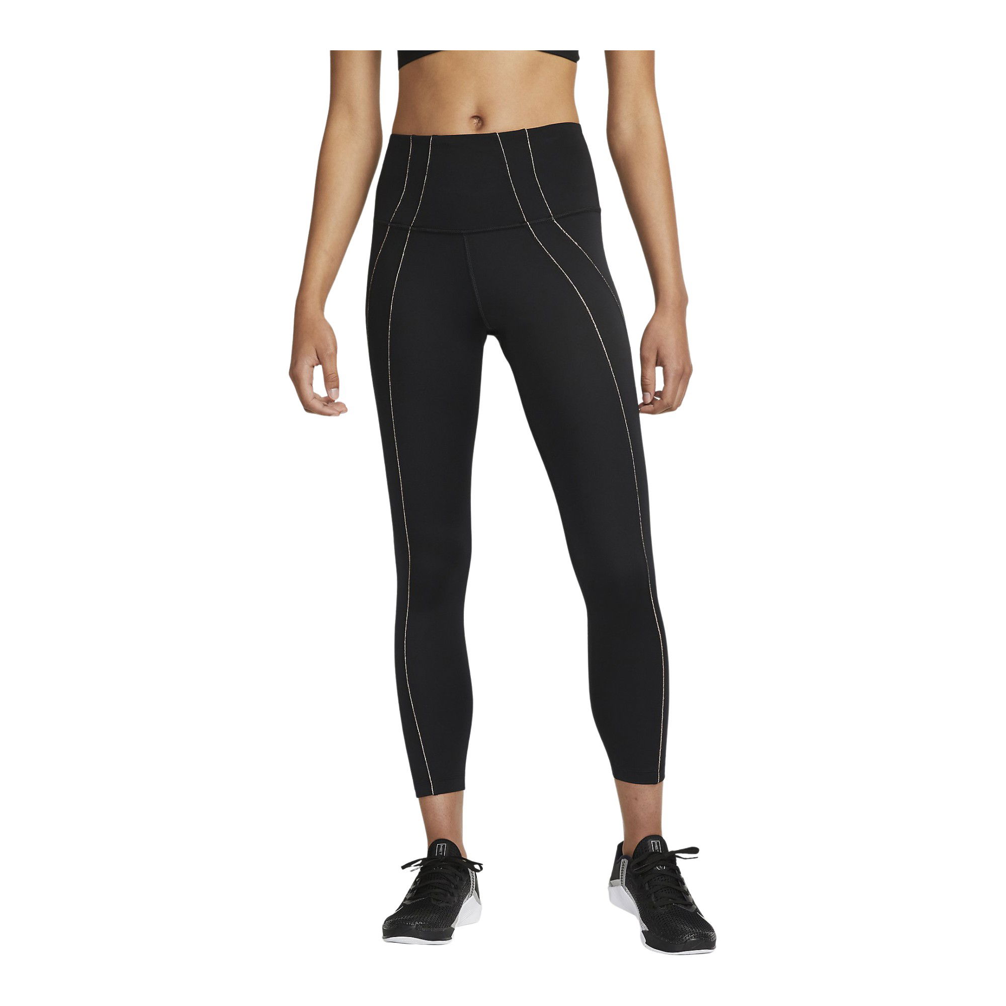 Nike Yoga Dri-Fit High-Waisted 7/8 Metallic Trim Kadın Tayt