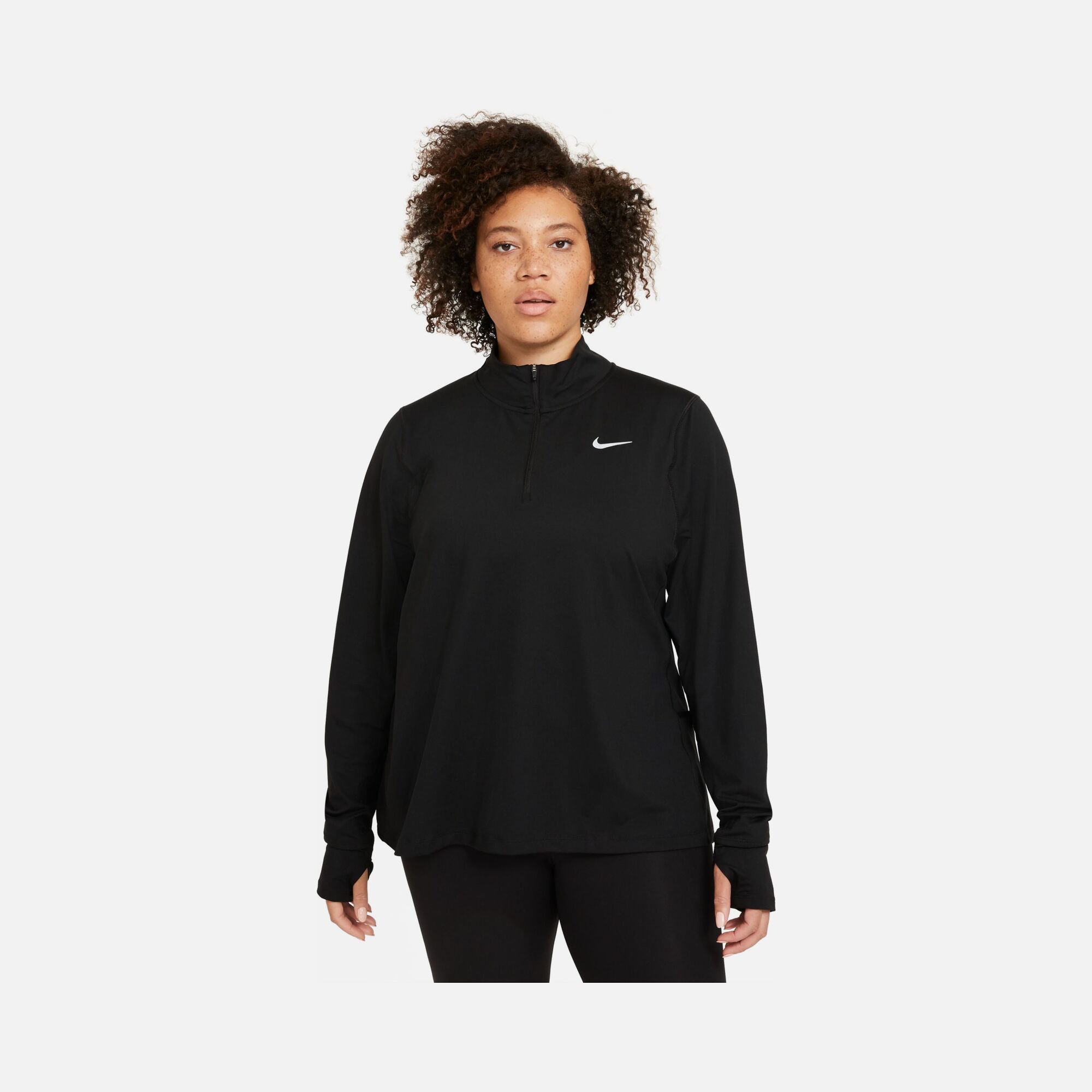 Nike Element Running 1/2-Zip Long-Sleeve (Plus-Size) Kadın Tişört