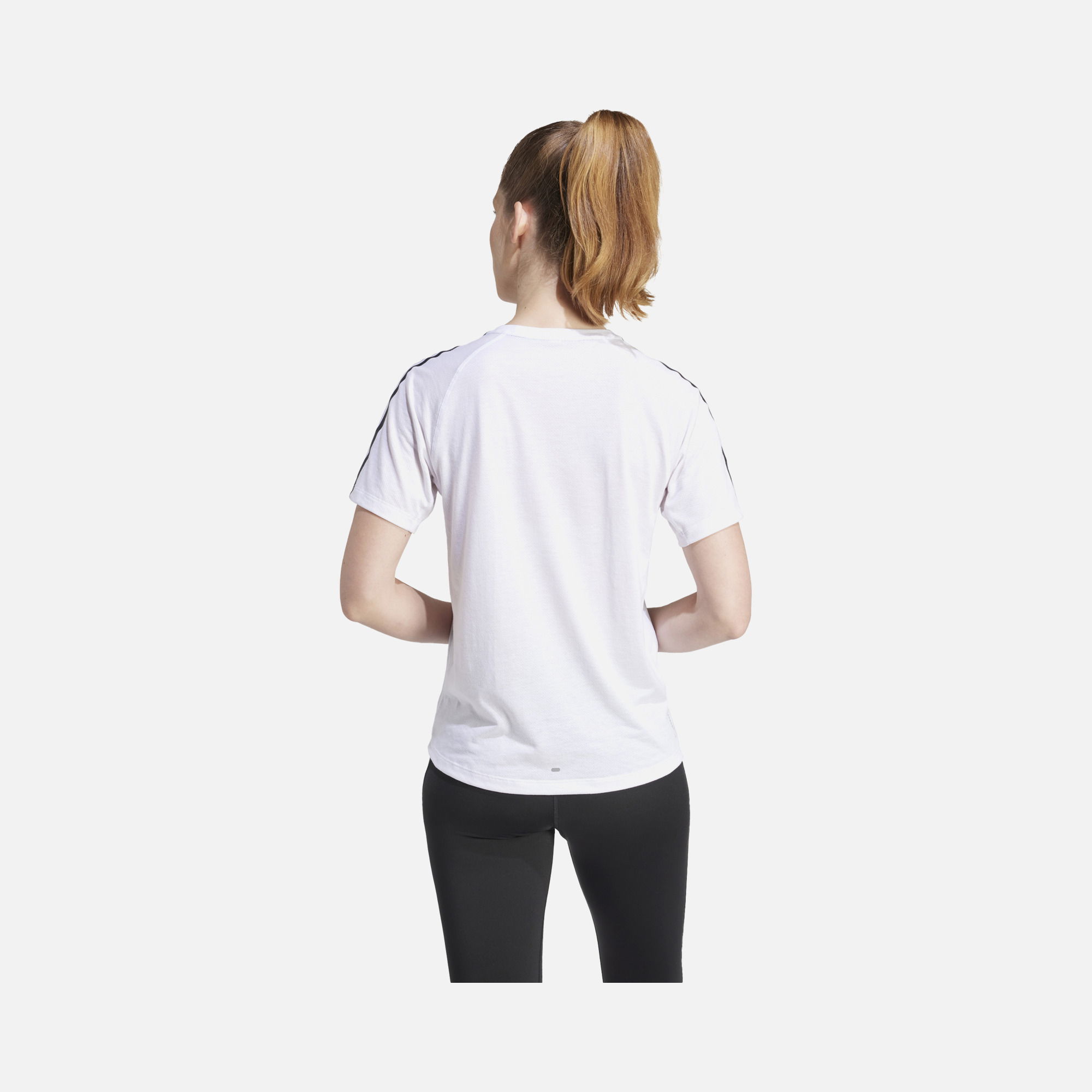 adidas AEROREADY Own the Run 3-Stripes Running Short-Sleeve Kadın Tişört