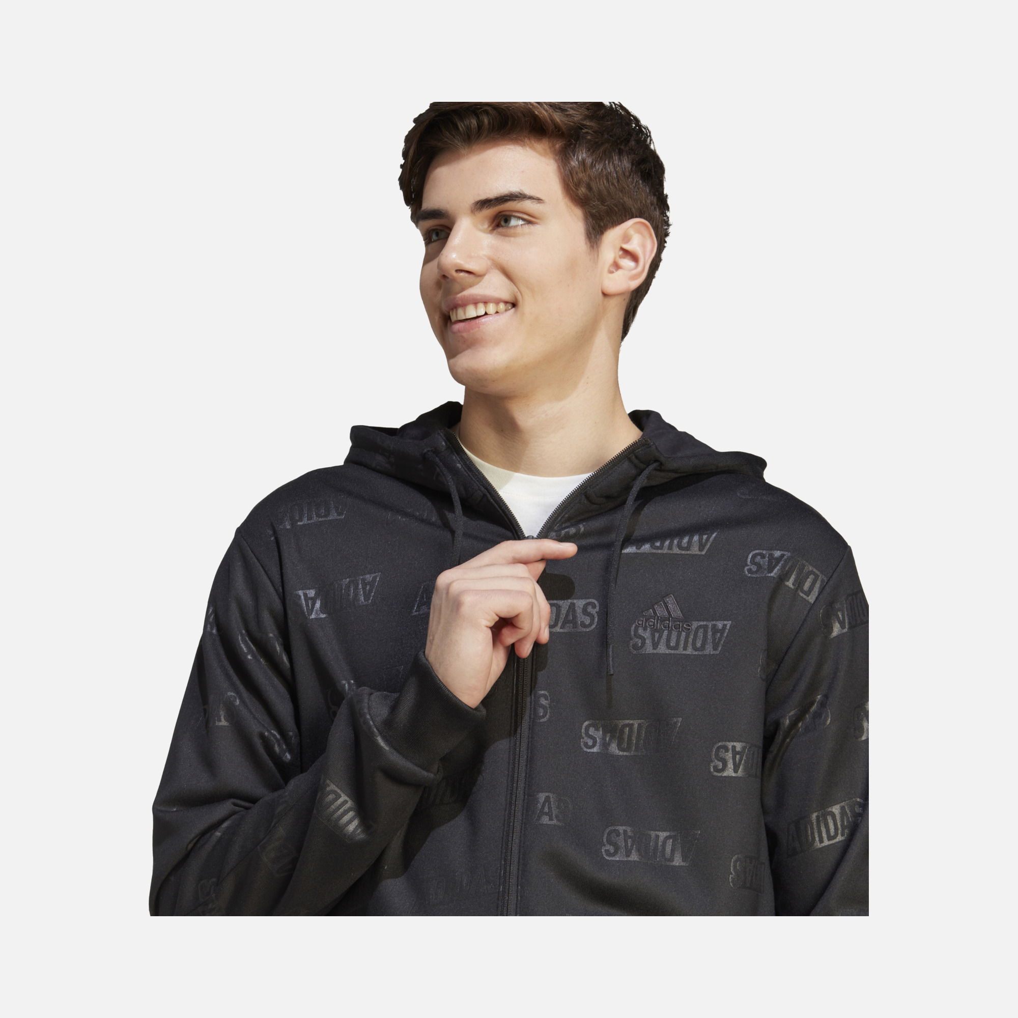 adidas Sportswear Bluza dresowa Embossed Fleece Full-Zip Hoodie Erkek Ceket